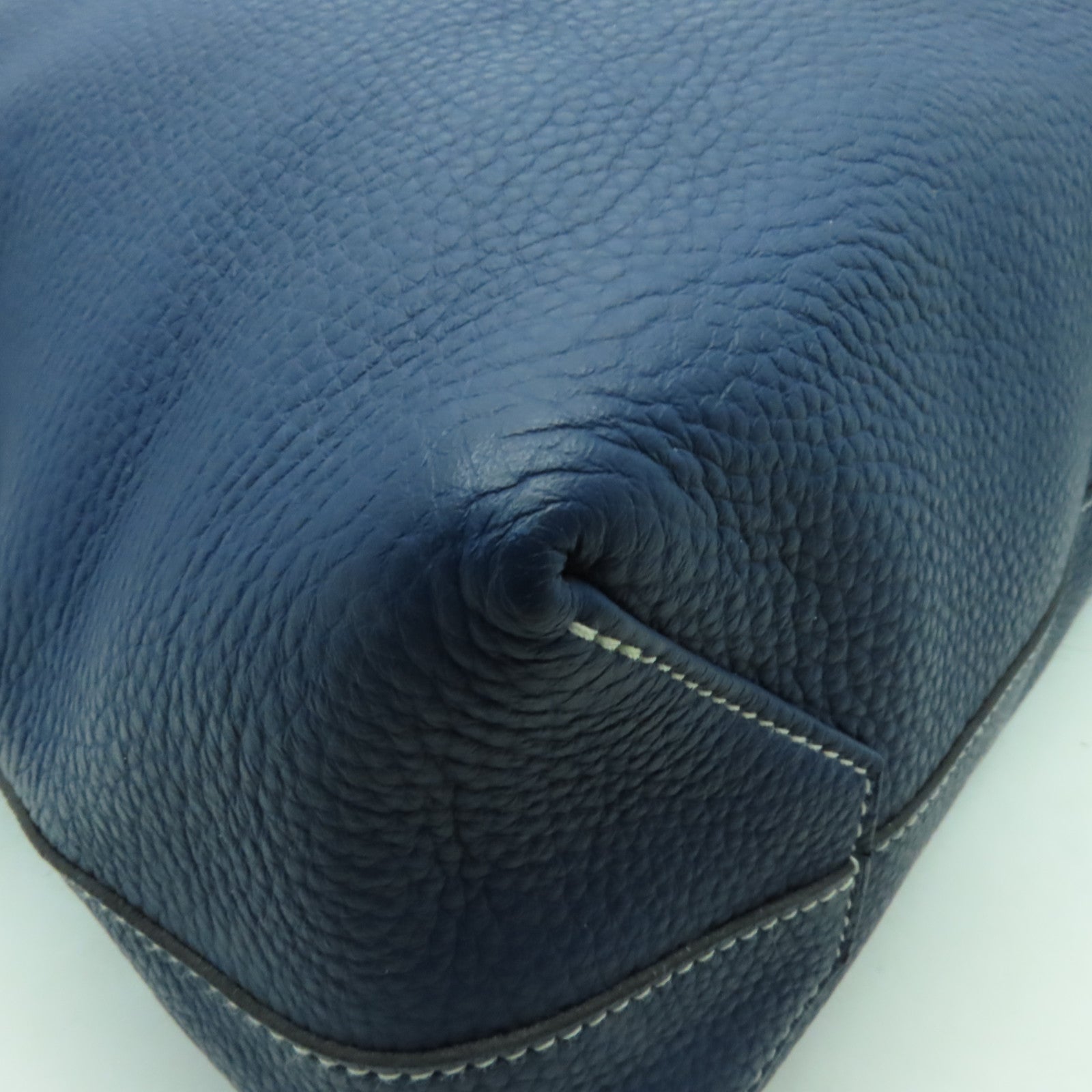 HERMES Clemence皮革Double Sens手挽袋深藍色