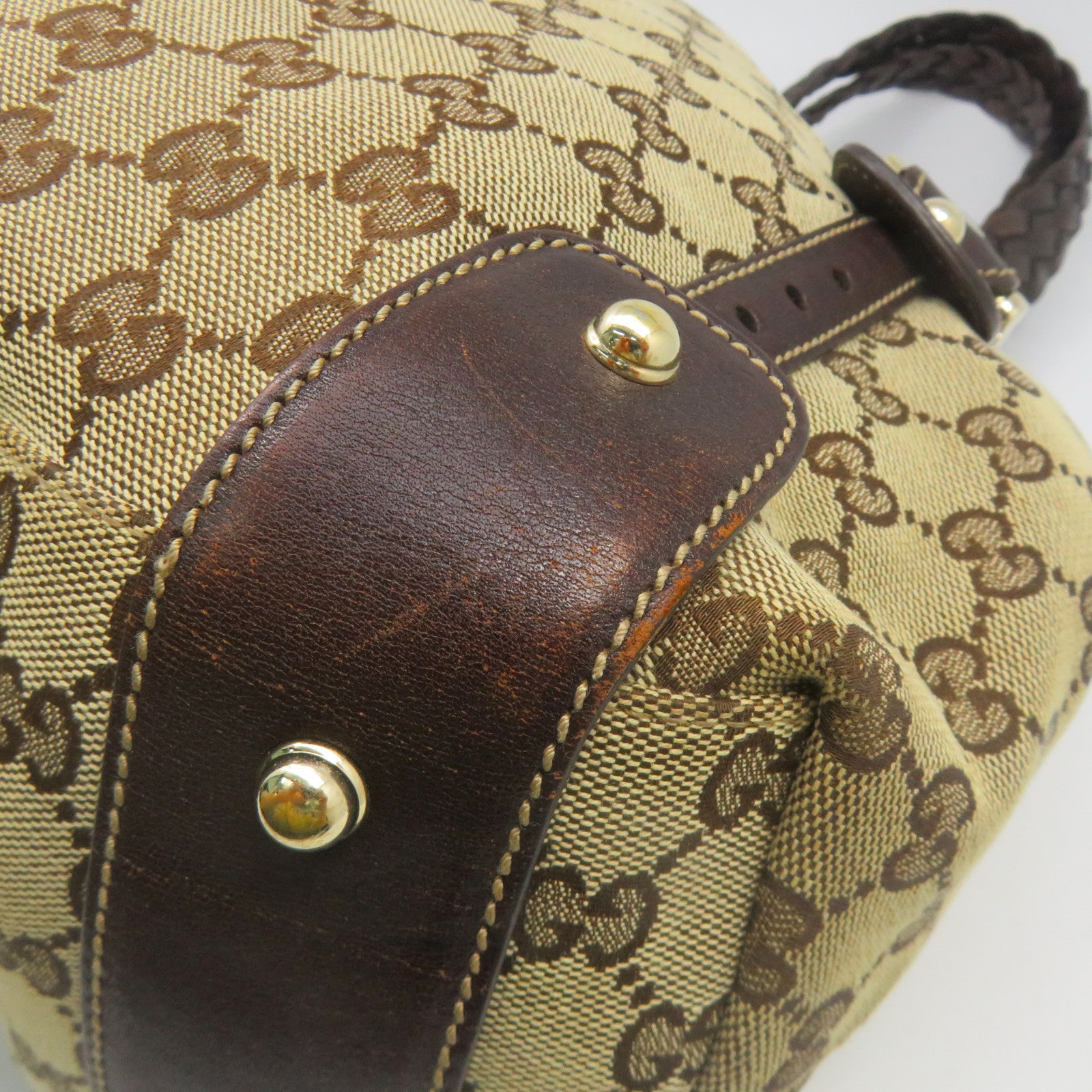 GUCCI 帆布Shoulder Bag金扣肩背袋啡色