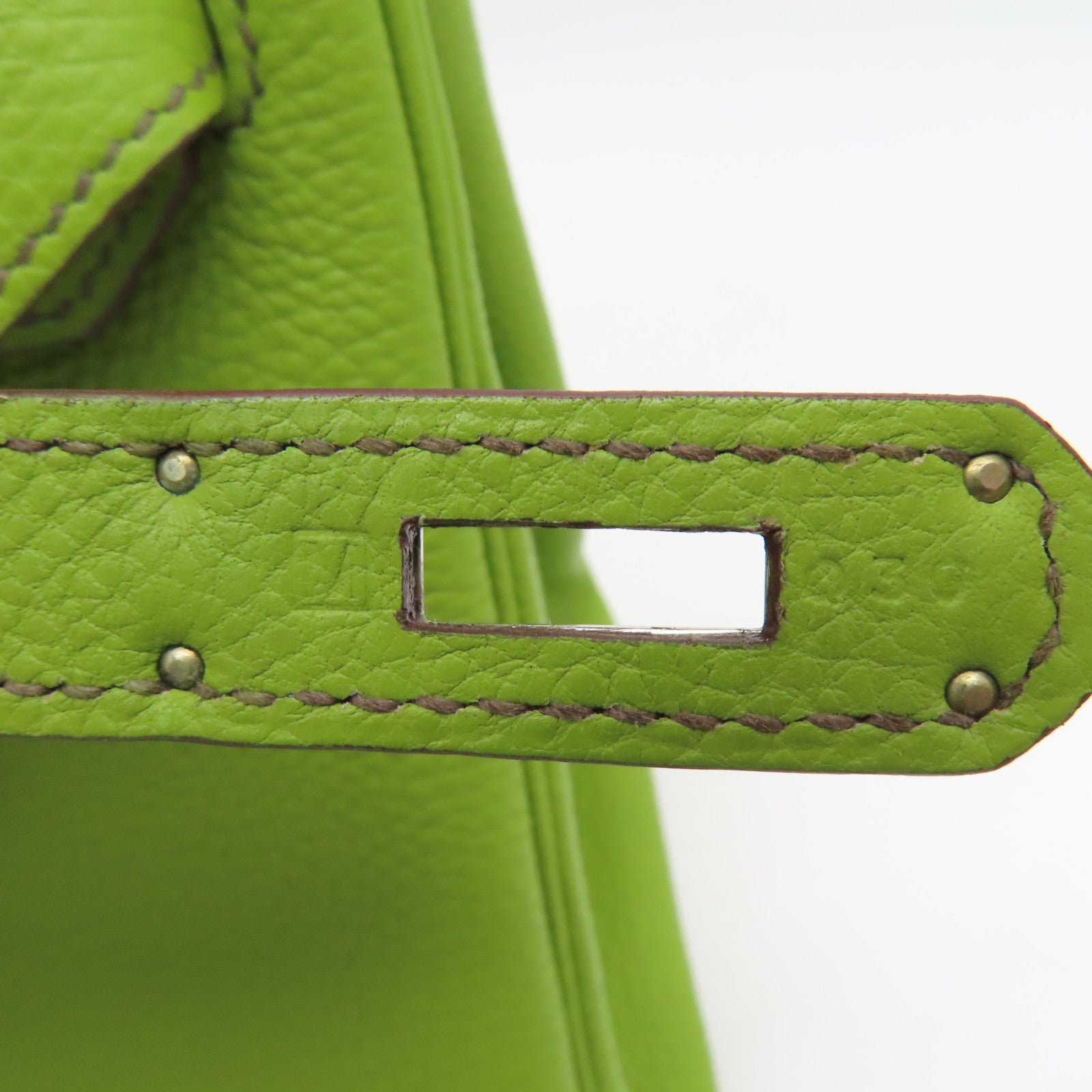 HERMES Clemence皮革Birkin 30銀扣手挽袋Vert Anis/綠色