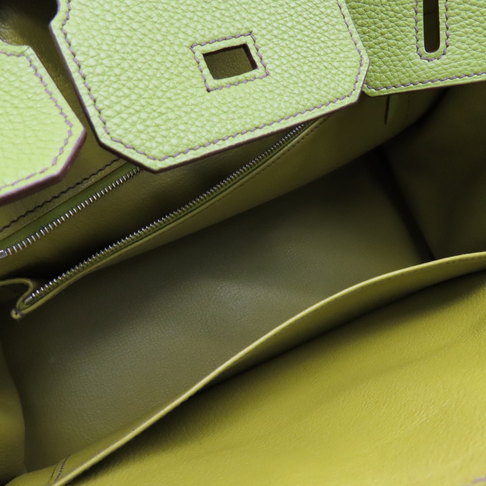 HERMES Clemence皮革Birkin 30銀扣手挽袋Vert Anis/綠色