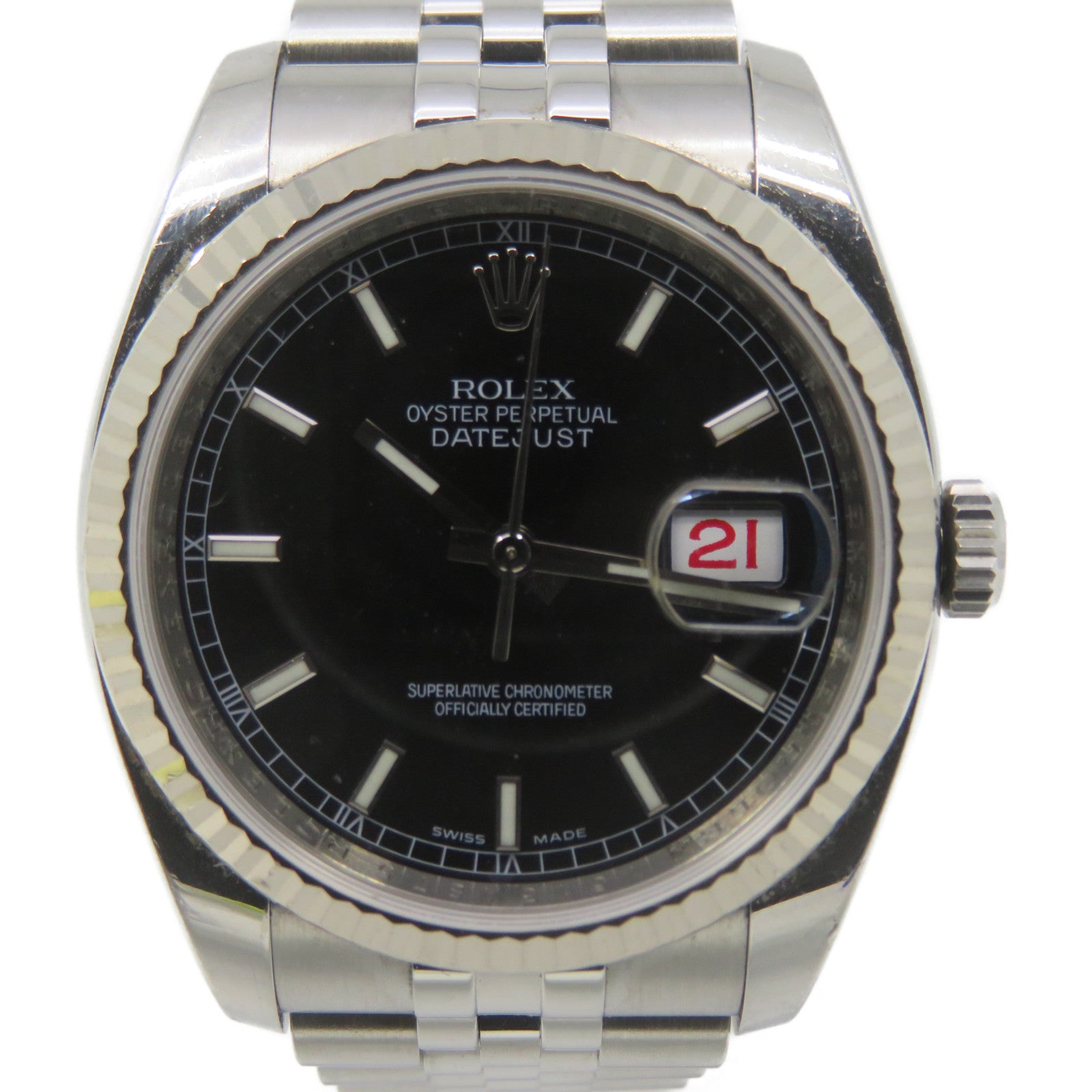 ROLEX Datejust Watch 18K白金/不锈钢自动机芯手表黑色/银色