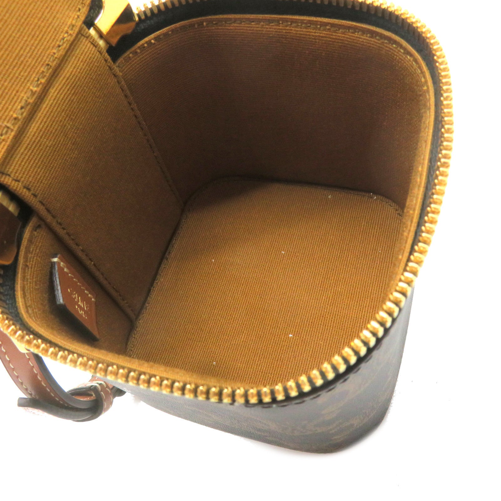CELINE 塗層帆布Vanity Case 2Way Shoulder Bag金扣手挽肩背兩用袋啡色