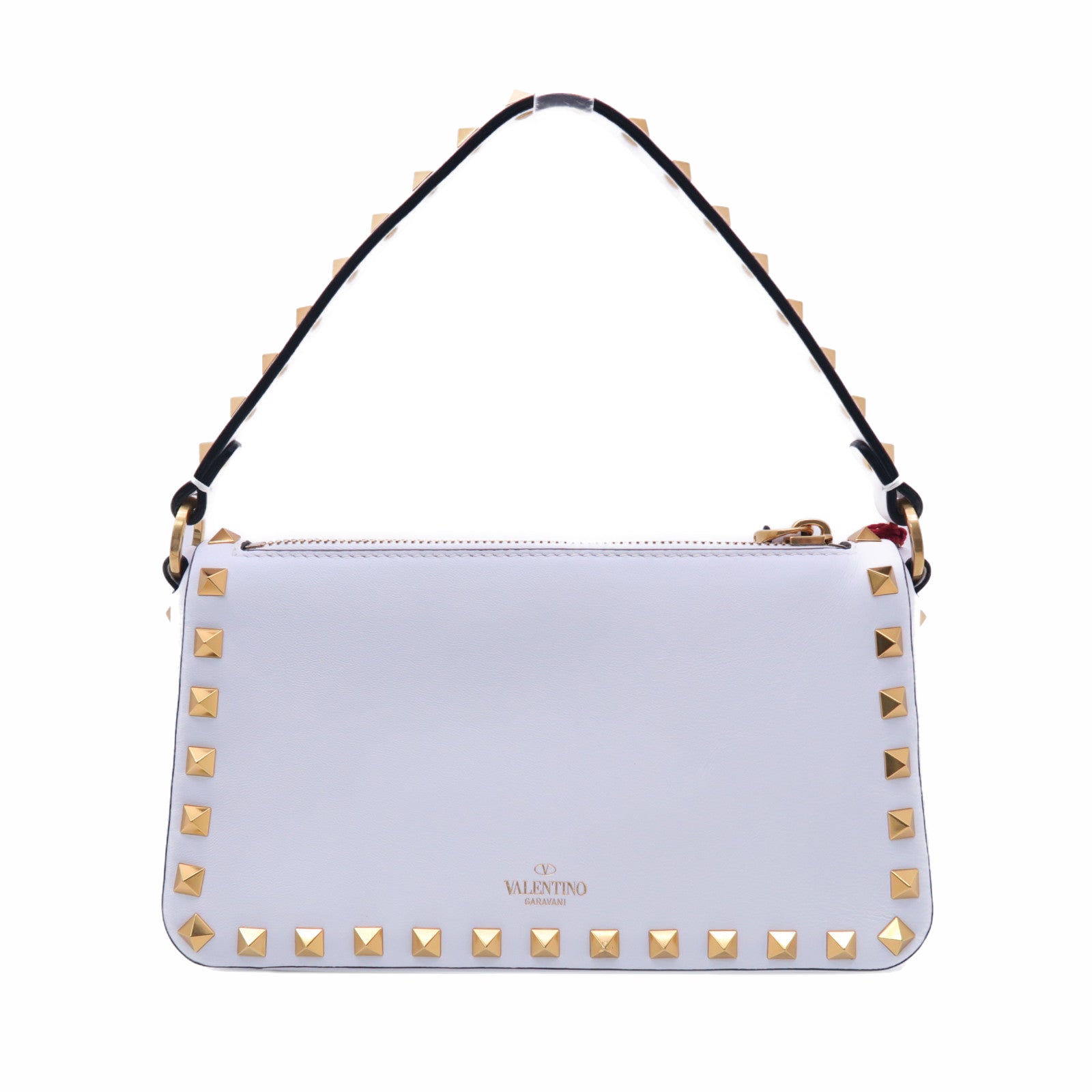 Valentino 牛皮皮革Shoulder Bag金扣手挽肩背兩用袋白色/紅色