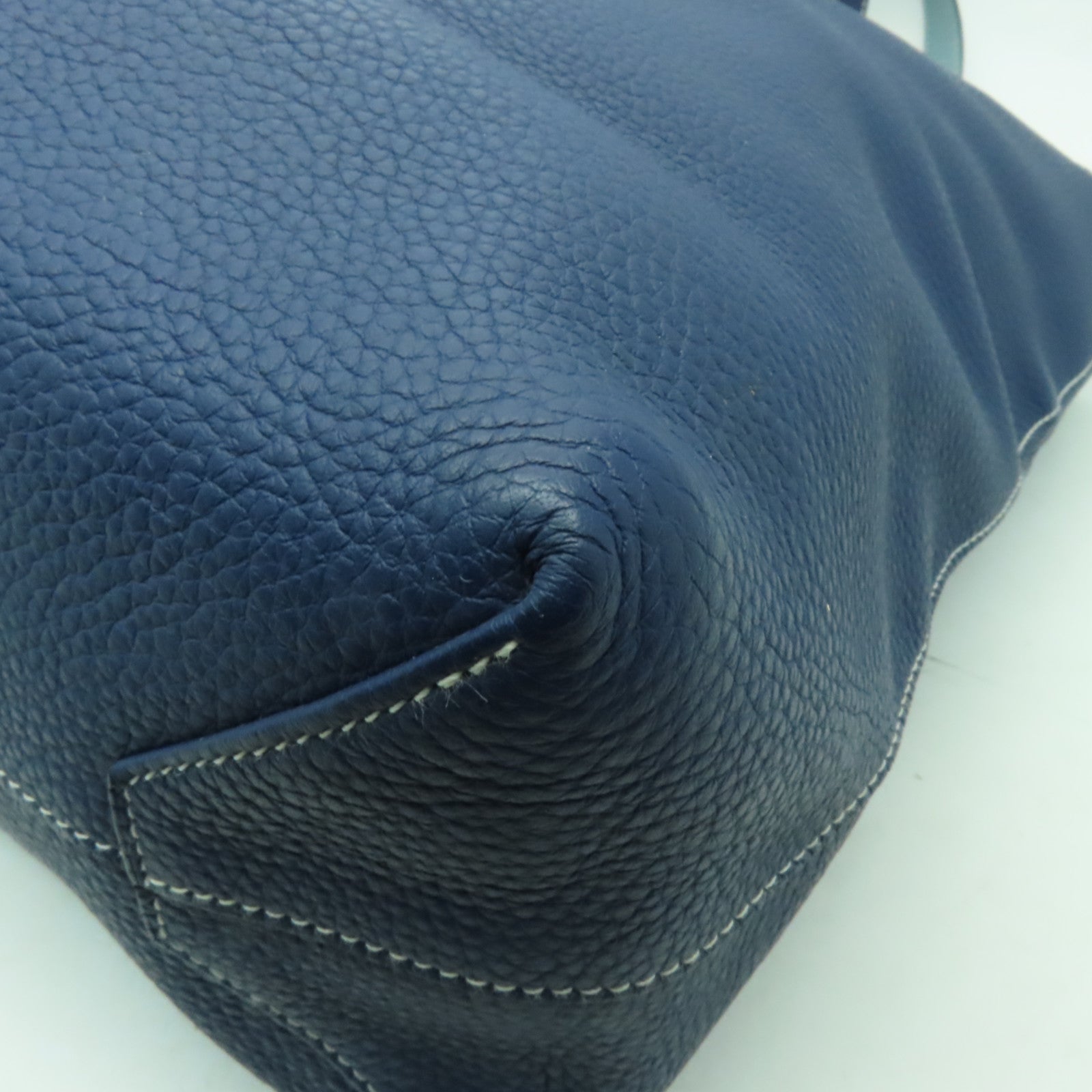 HERMES Clemence皮革Double Sens手挽袋深藍色