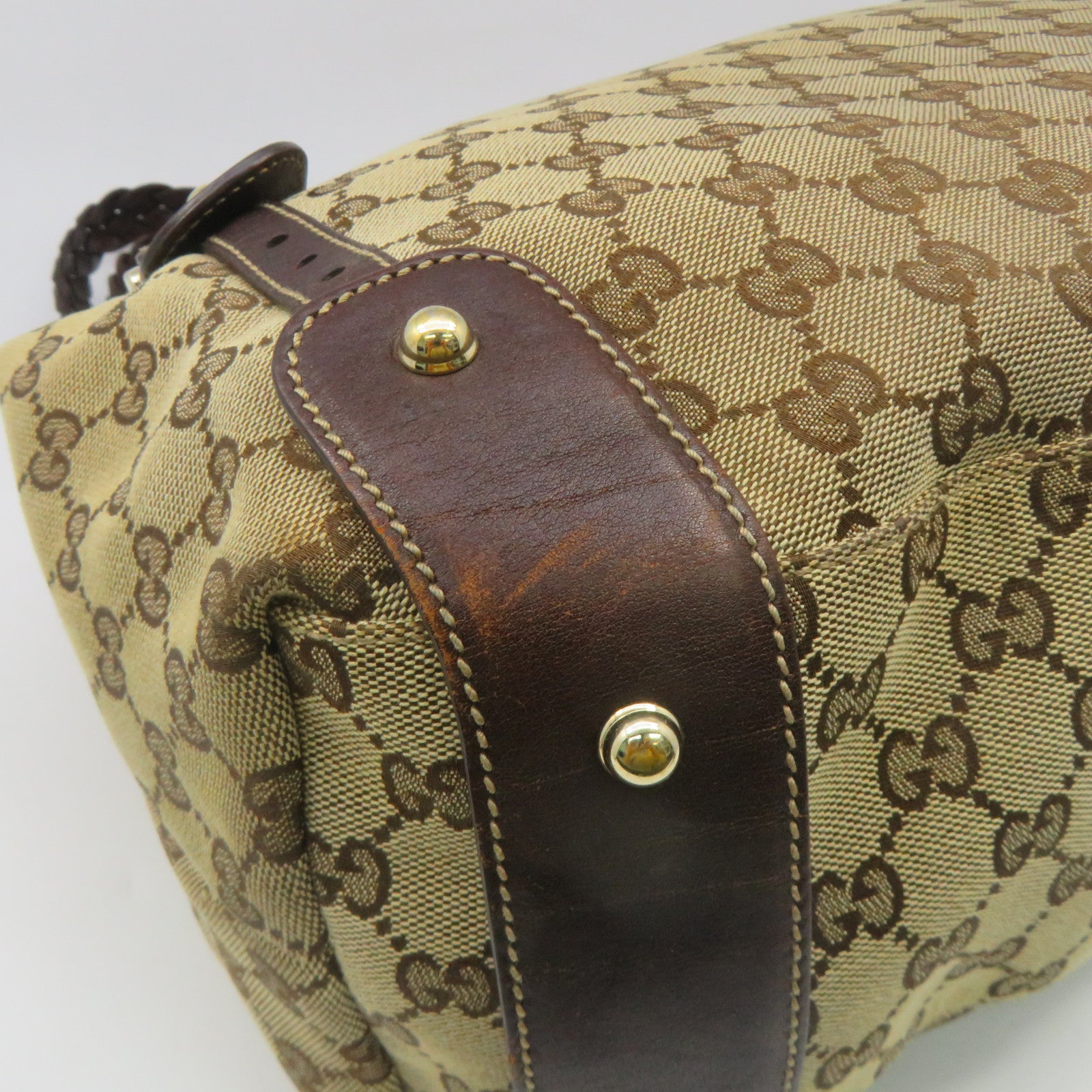 GUCCI 帆布Shoulder Bag金扣肩背袋啡色