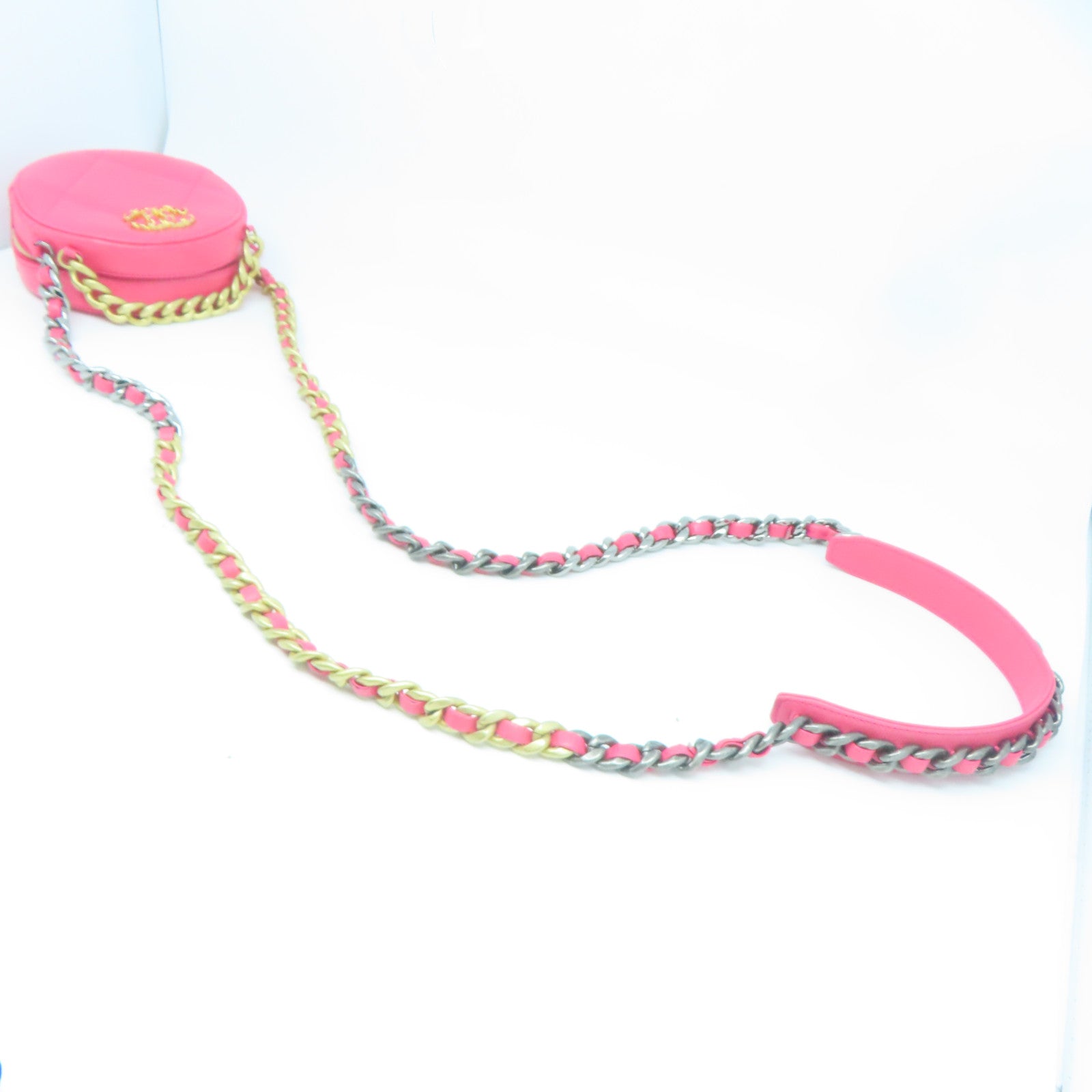 CHANEL 菱格羊皮皮革Shoulder Bag金扣手挽肩背兩用袋粉紅色