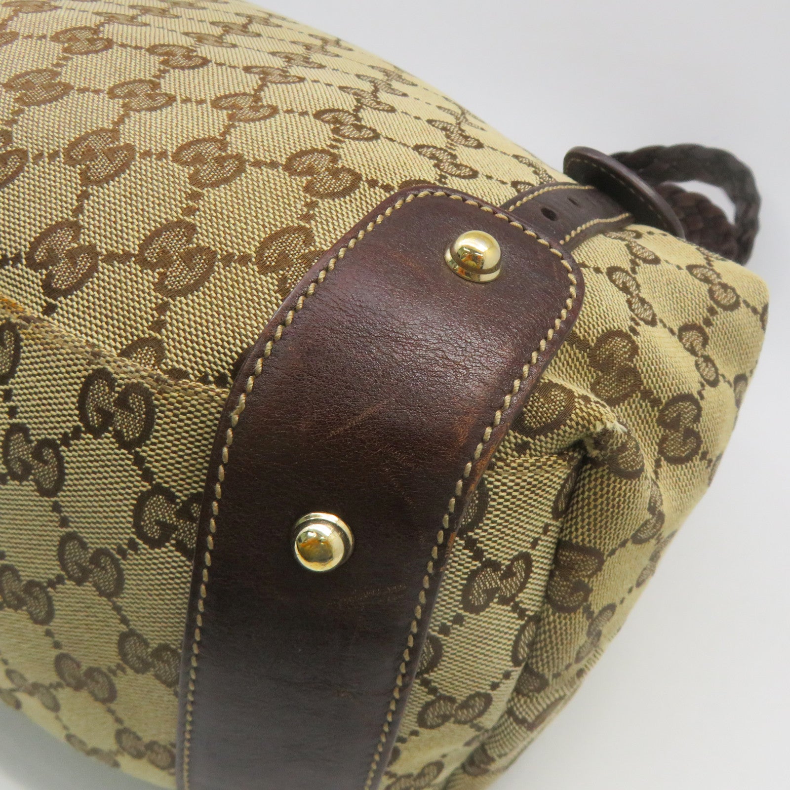 GUCCI 帆布Shoulder Bag金扣肩背袋啡色