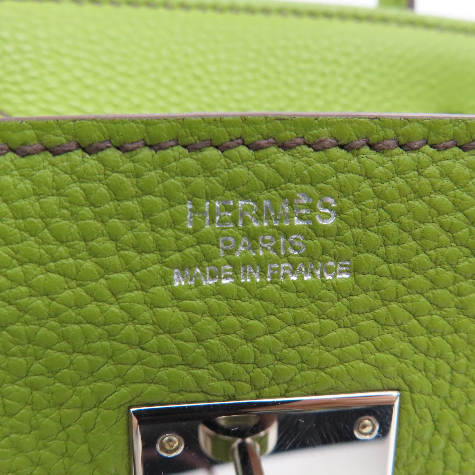 HERMES Clemence皮革Birkin 30銀扣手挽袋Vert Anis/綠色