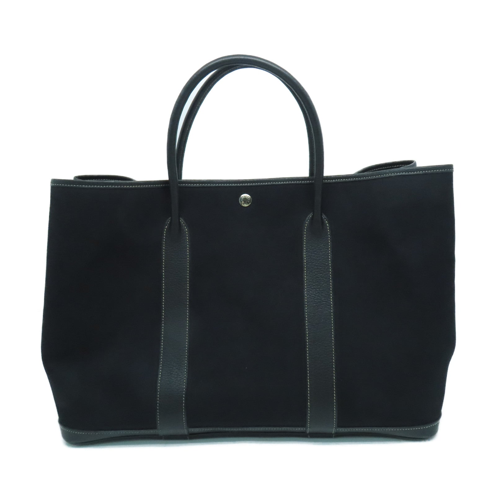 HERMES 帆布Garden Party GM銀扣手挽袋
