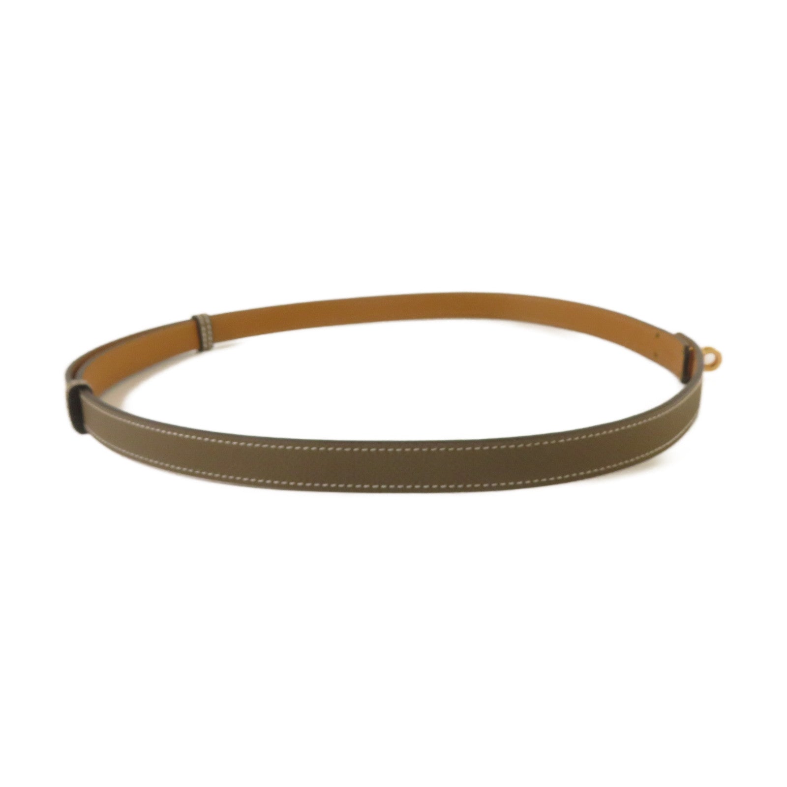 HERMES Epsom皮革Kelly Belt金扣皮帶Etoupe大象灰色