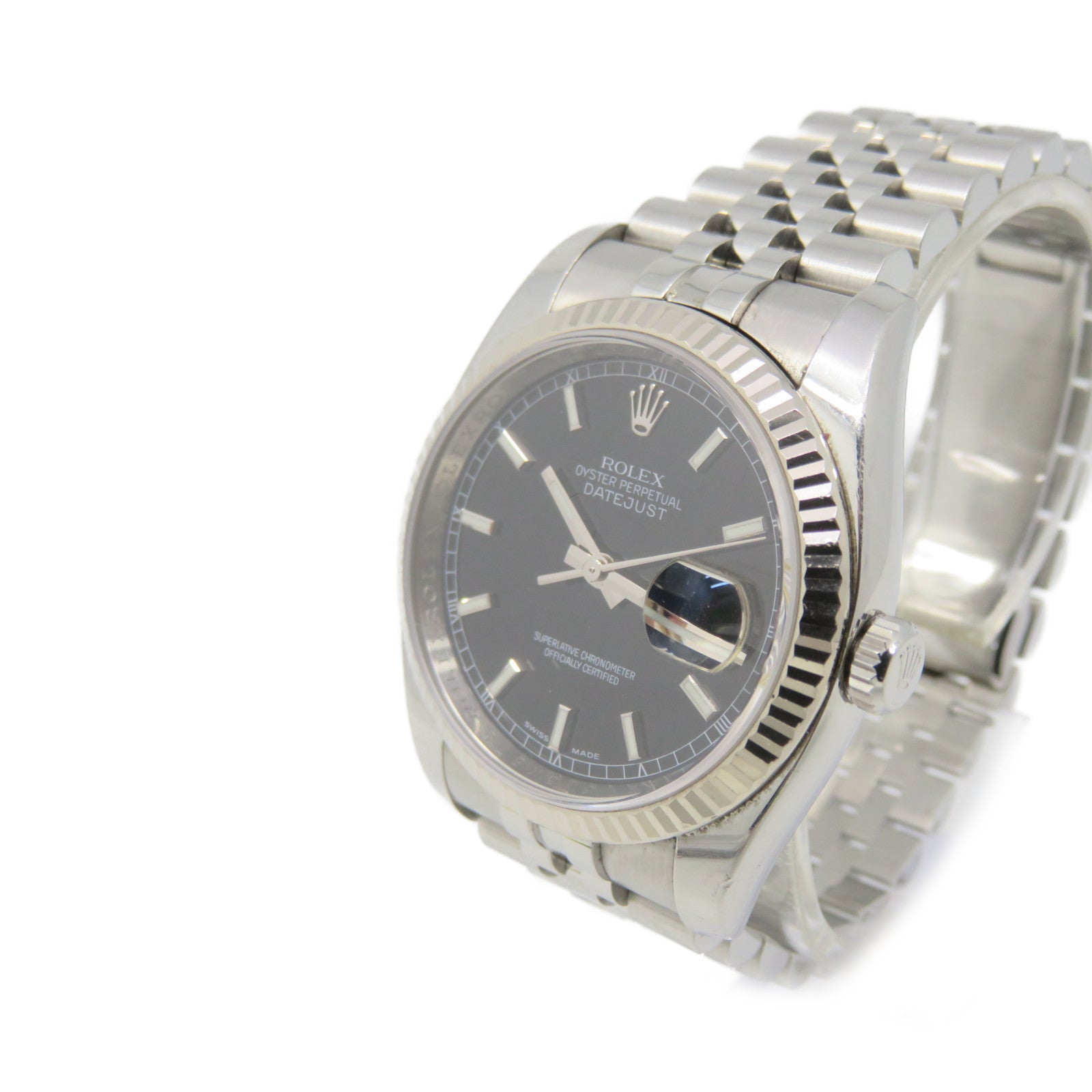 ROLEX Datejust Watch 18K白金/不锈钢自动机芯手表黑色/银色