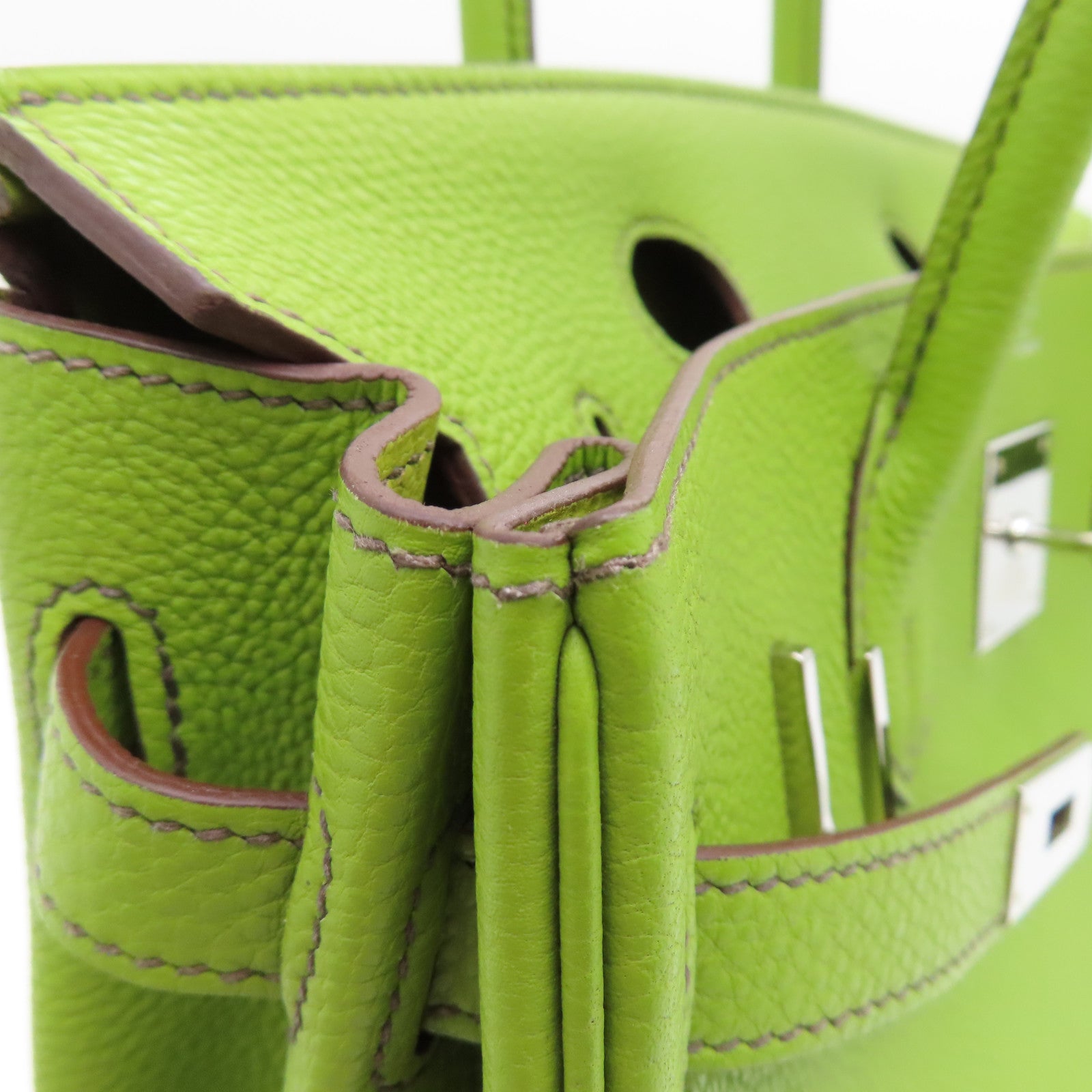 HERMES Clemence皮革Birkin 30銀扣手挽袋Vert Anis/綠色