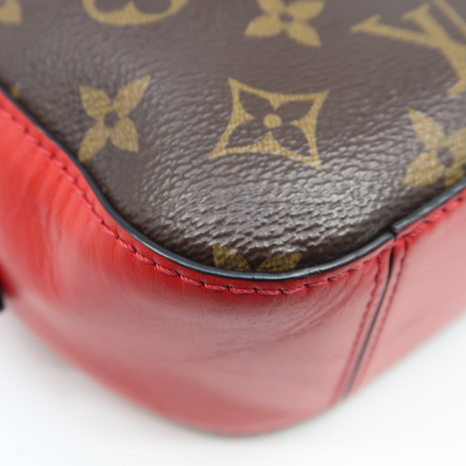 LOUIS VUITTON Monogram Saintonge金扣手挽肩背兩用袋紅色