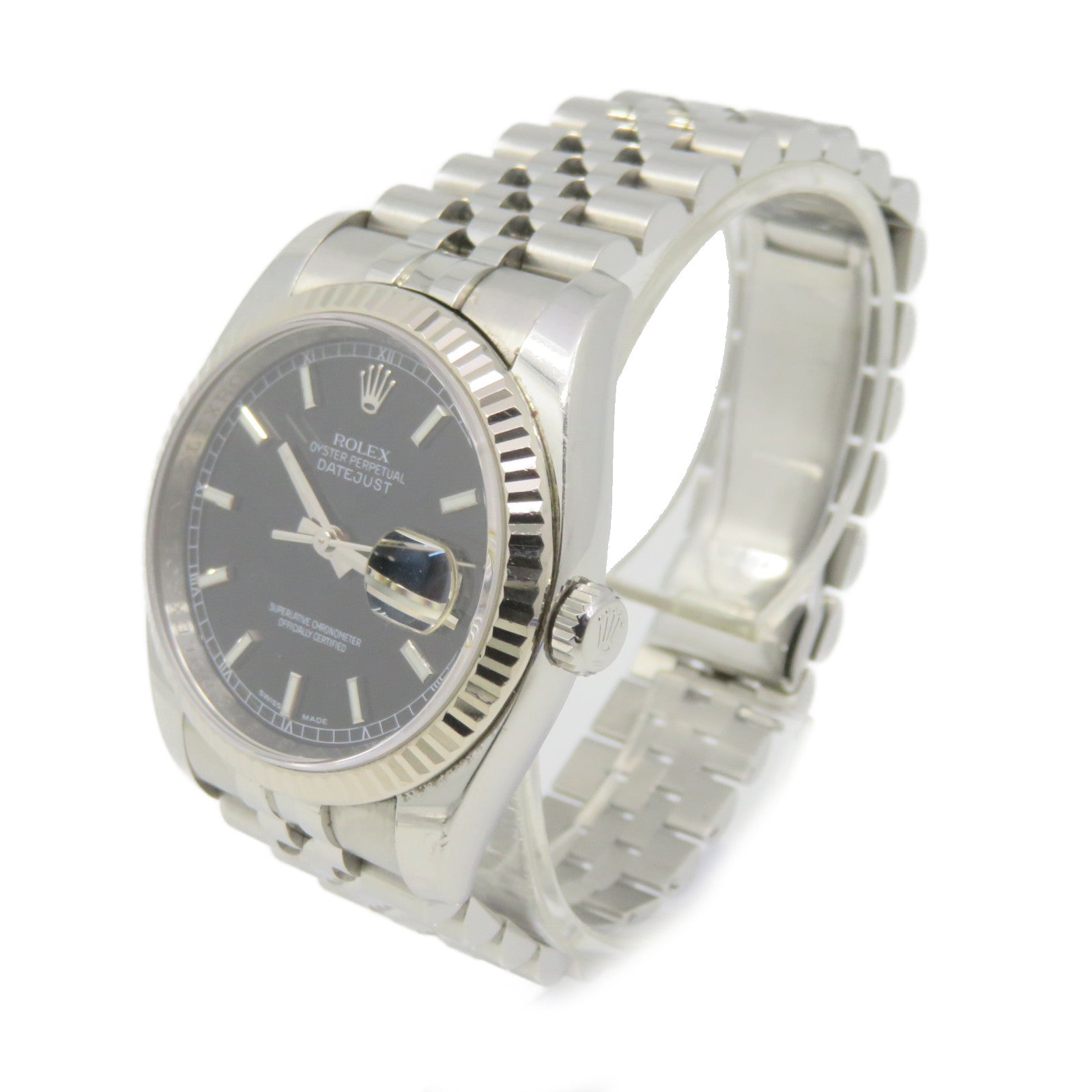 ROLEX Datejust Watch 18K白金/不锈钢自动机芯手表黑色/银色