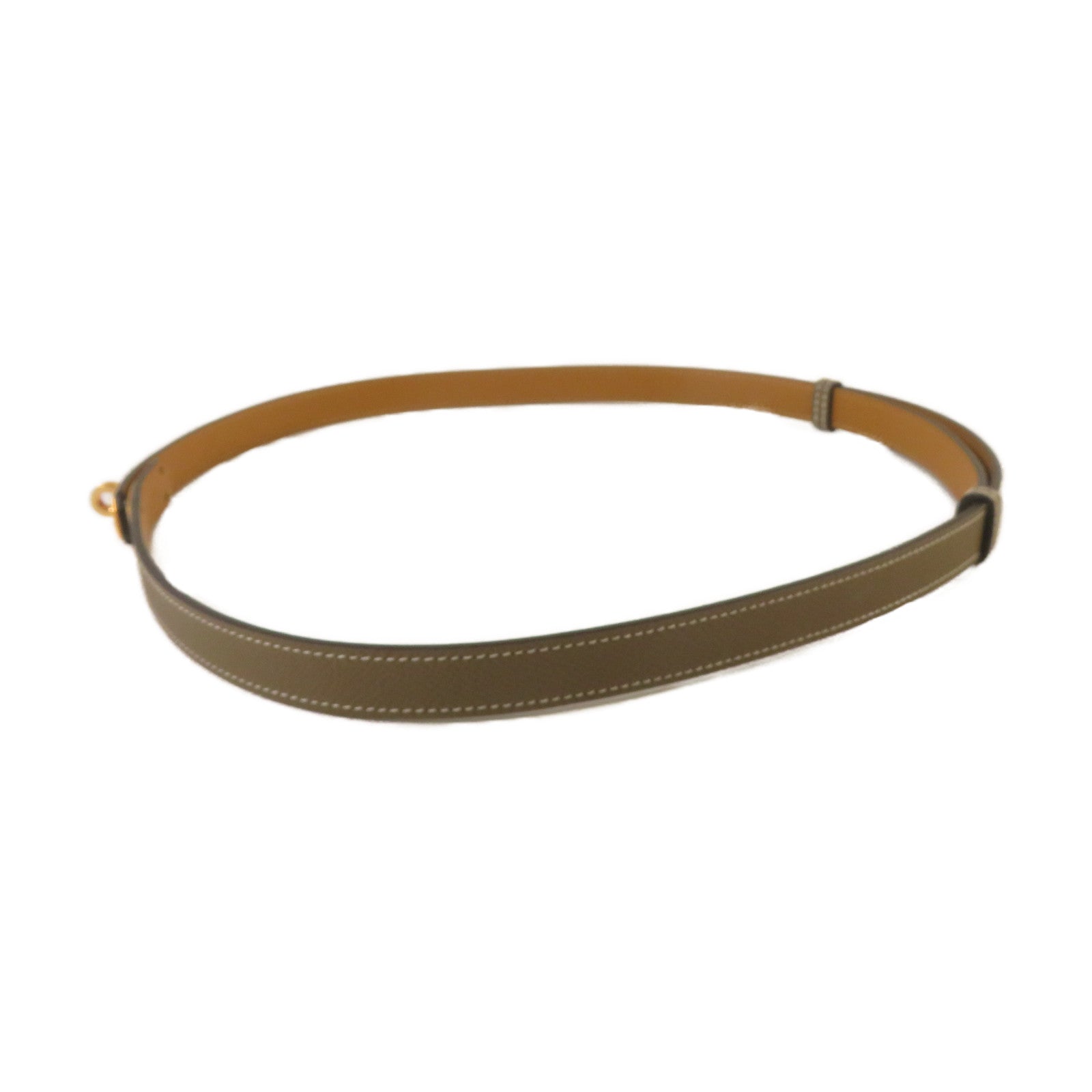 HERMES Epsom皮革Kelly Belt金扣皮帶Etoupe大象灰色