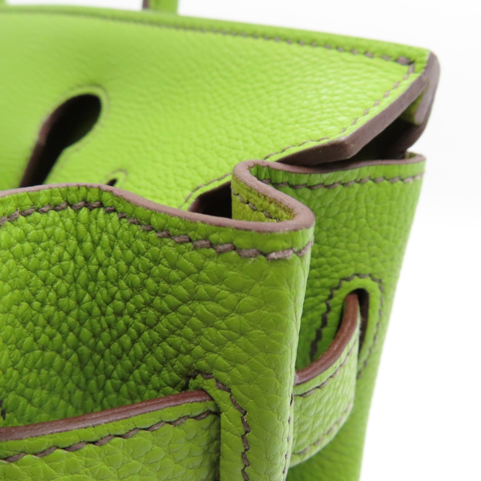 HERMES Clemence皮革Birkin 30銀扣手挽袋Vert Anis/綠色