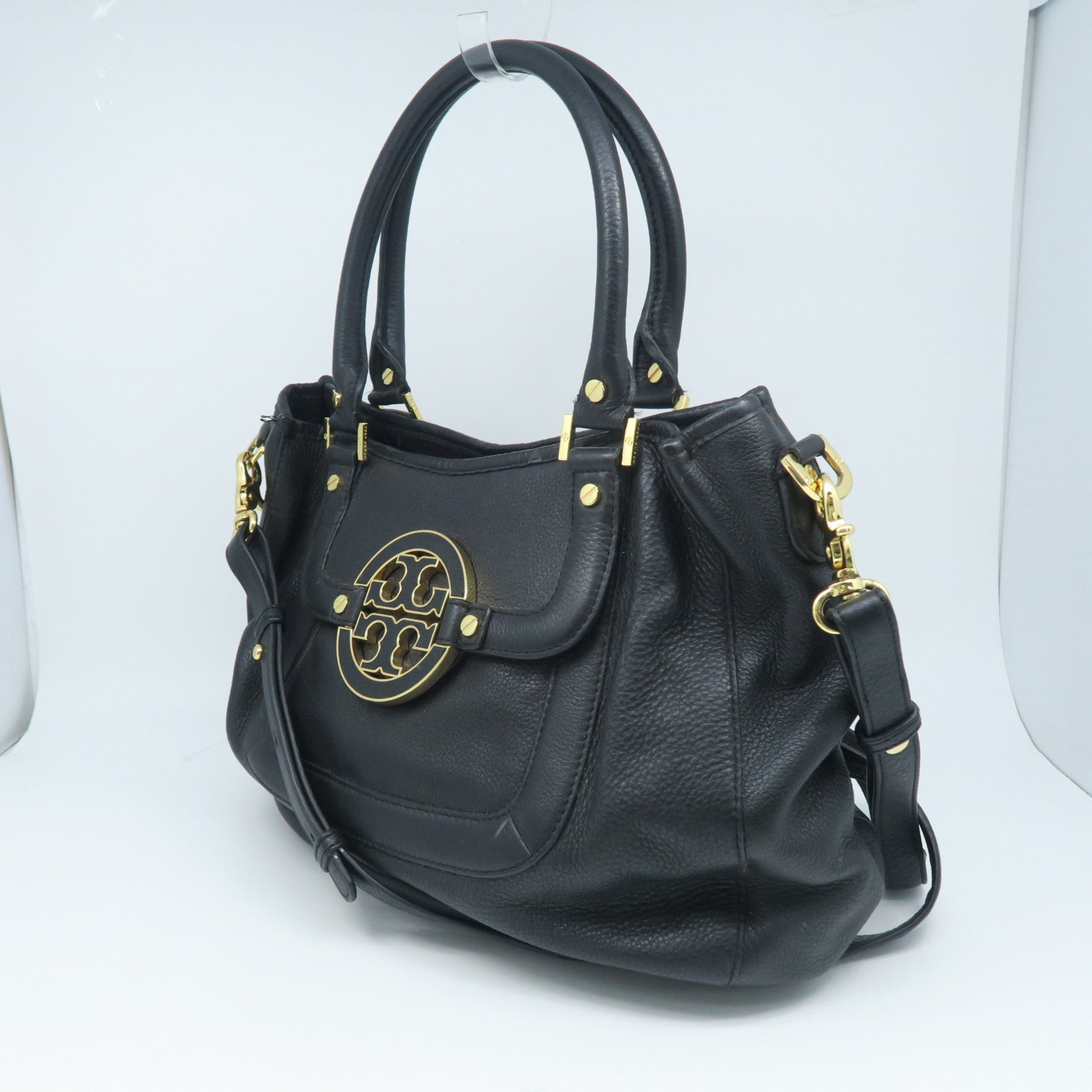 Tory Burch 牛皮皮革2 Way Shoulder金扣手挽肩背兩用袋黑色