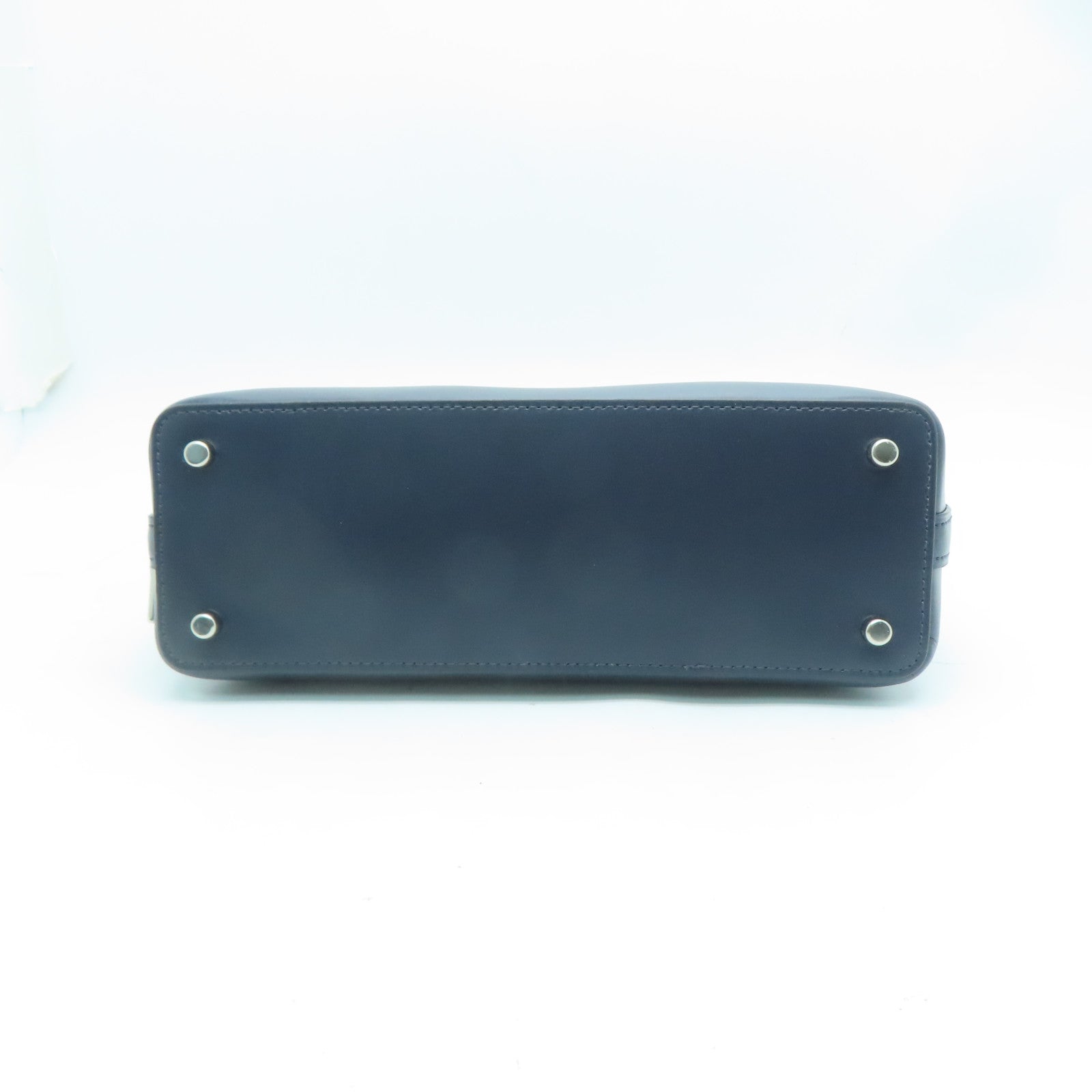 COACH 涂层帆布/牛皮皮革Shoulder Bag银扣手挽肩背两用袋深蓝色