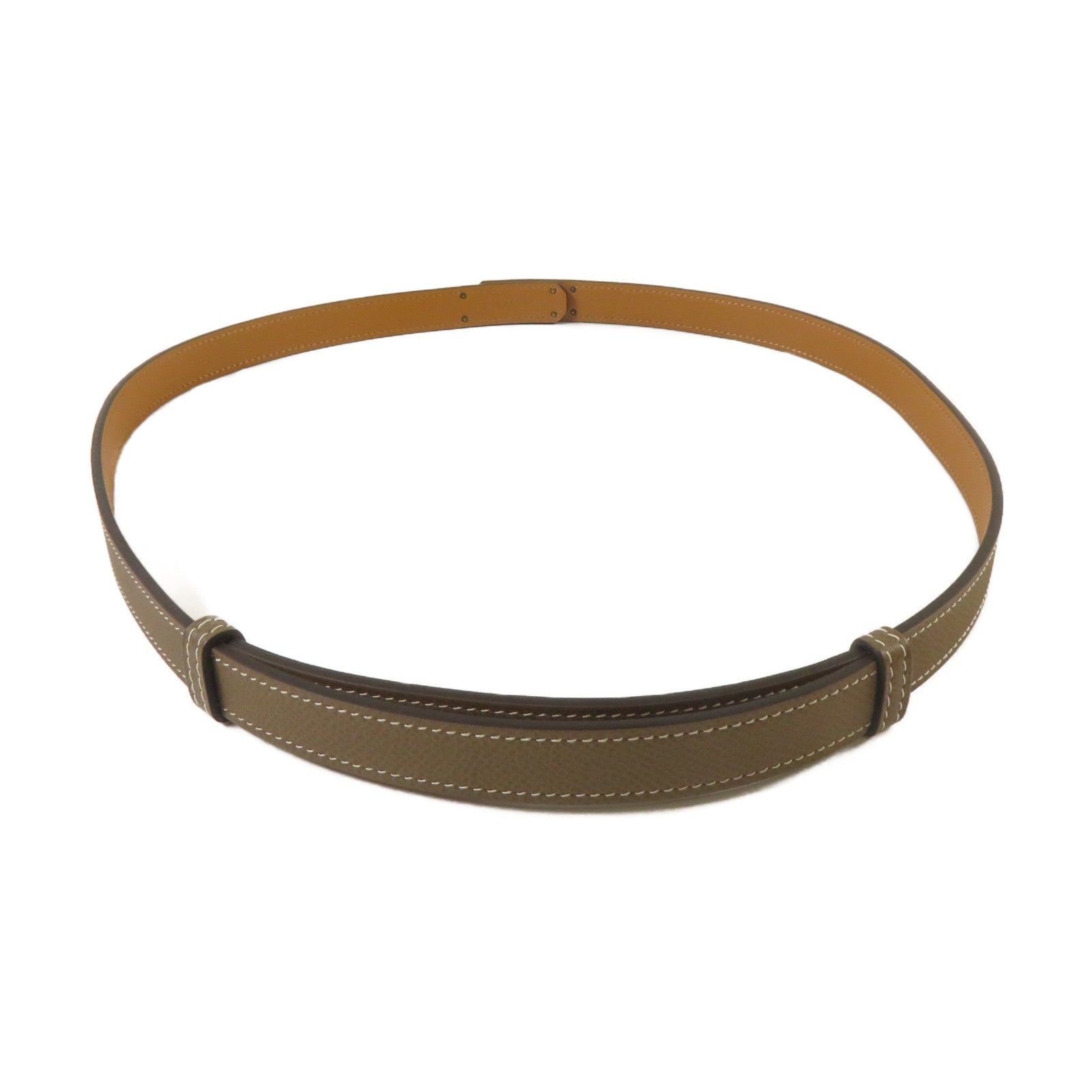 HERMES Epsom皮革Kelly Belt金扣皮帶Etoupe大象灰色