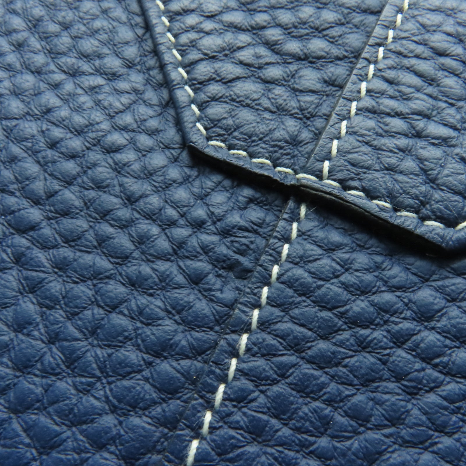 HERMES Clemence皮革Double Sens手挽袋深藍色