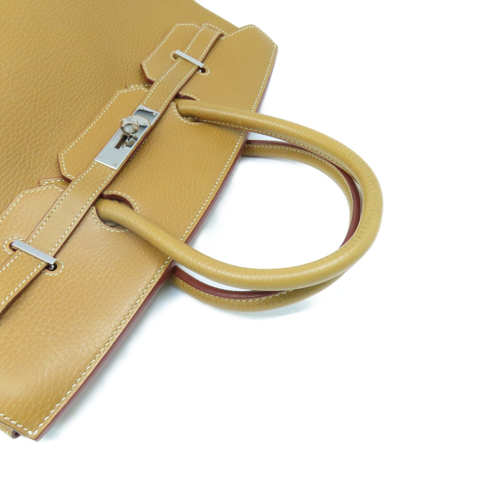 HERMES Ardennes皮革Birkin 35 Hand Bag銀扣手挽袋Natural啡色