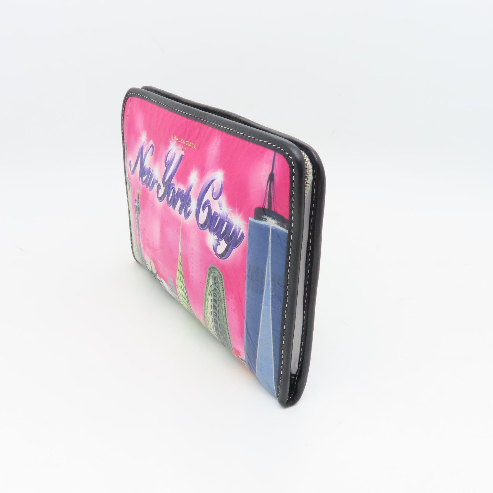 BALENCIAGA Cowhide Leather Clutch Silver Buckle Clutch Colorful