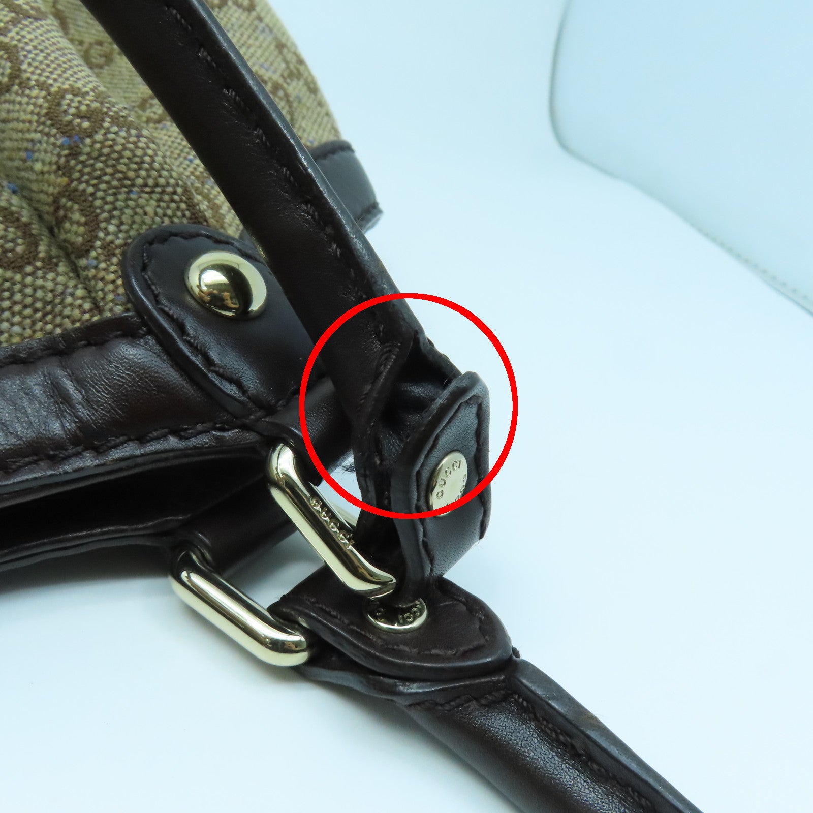 GUCCI canvas Shoulder Bag gold buckle shoulder bag brown