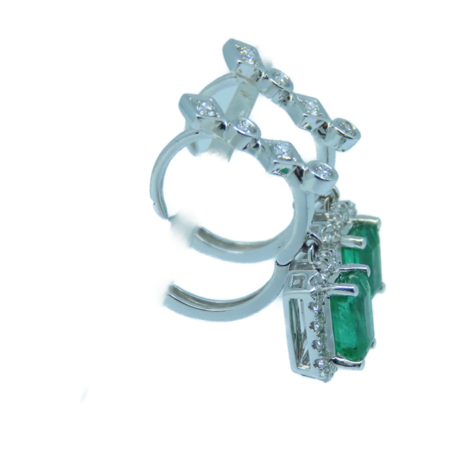 JEWELRY 18K白金Emerald Earrings 1.24ct綠寶石/0.40ct鑽石耳環綠色