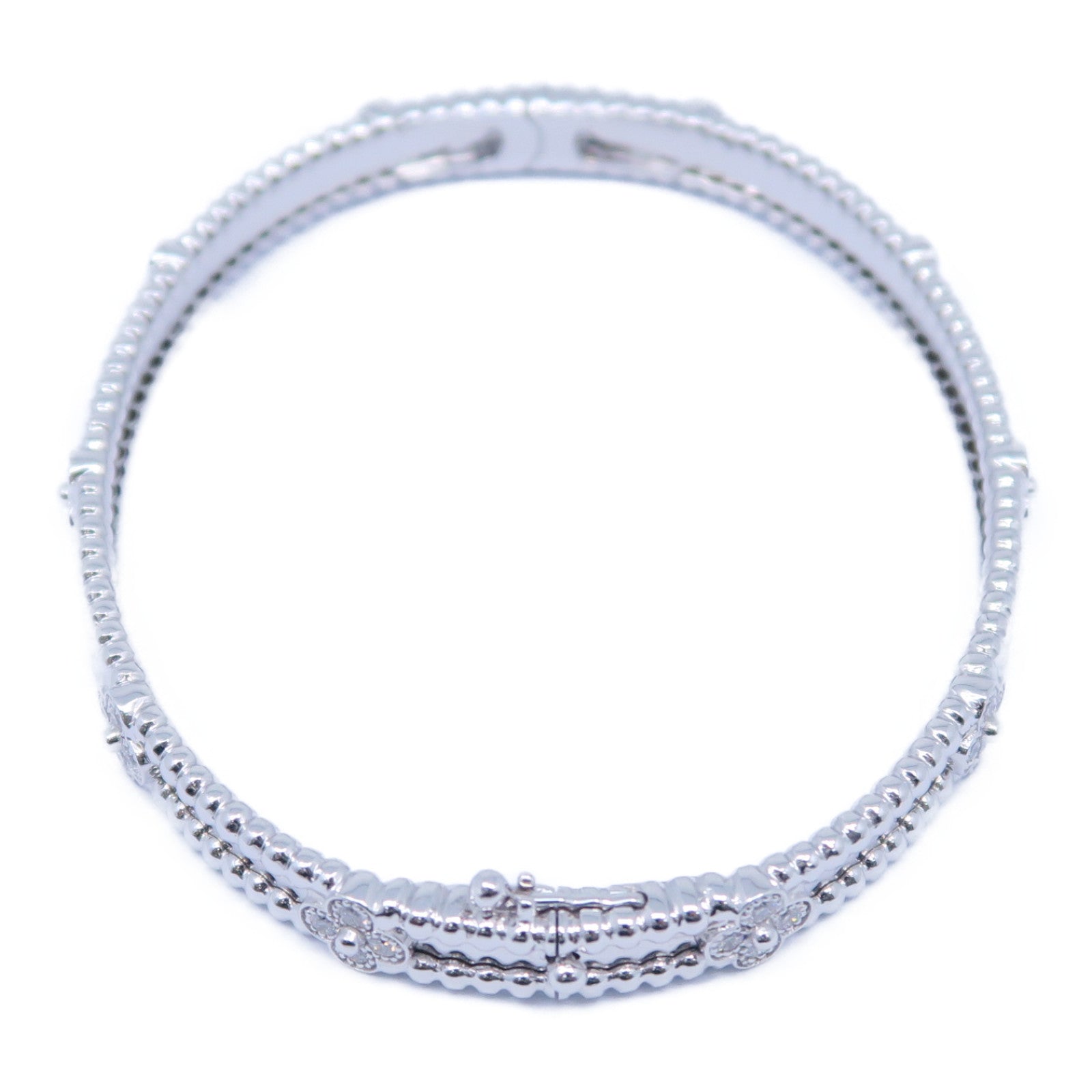 Van Cleef & Arpels 18K白金Perlee Sweet Clovers 0.68ct鑽石手鐲