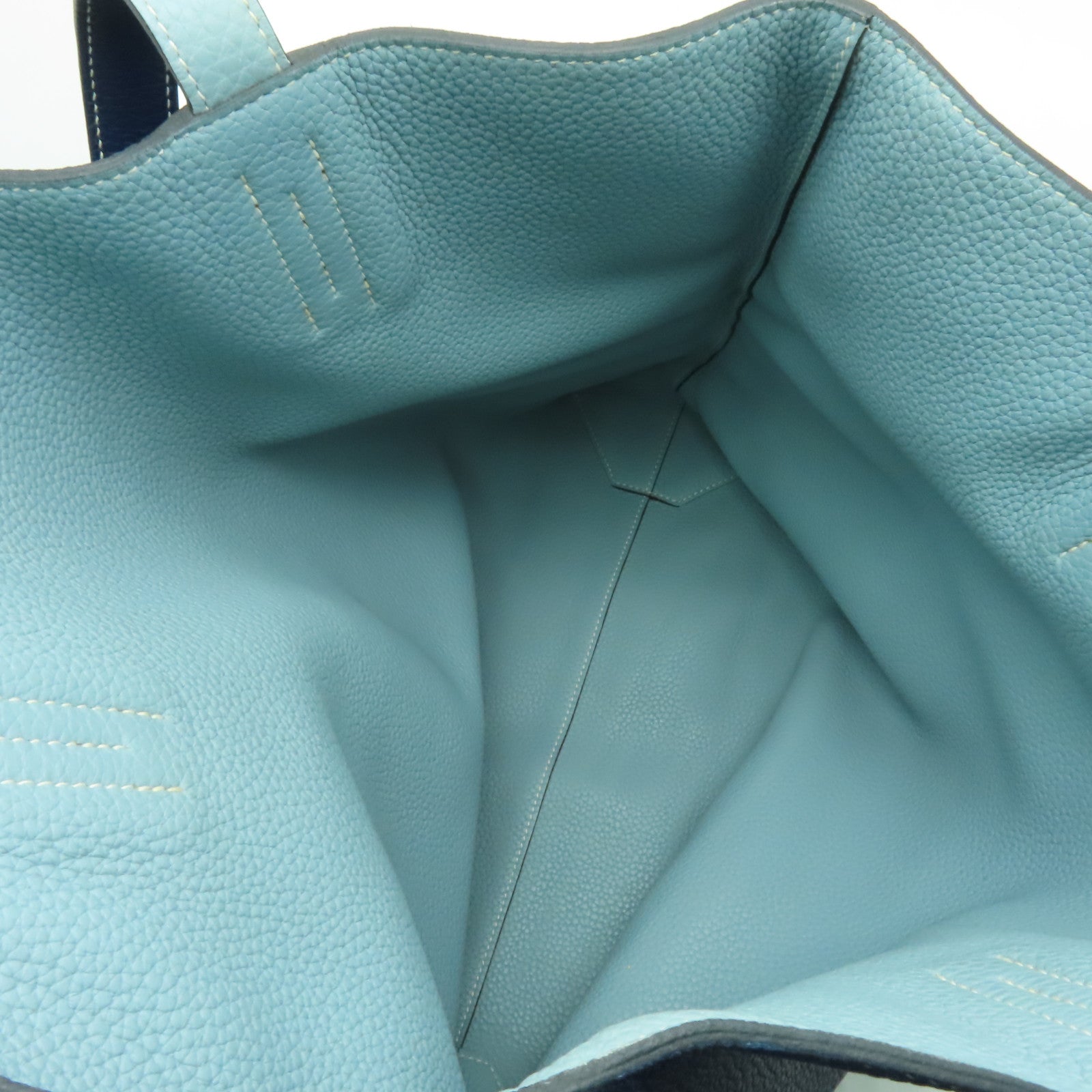 HERMES Clemence皮革Double Sens手挽袋深藍色