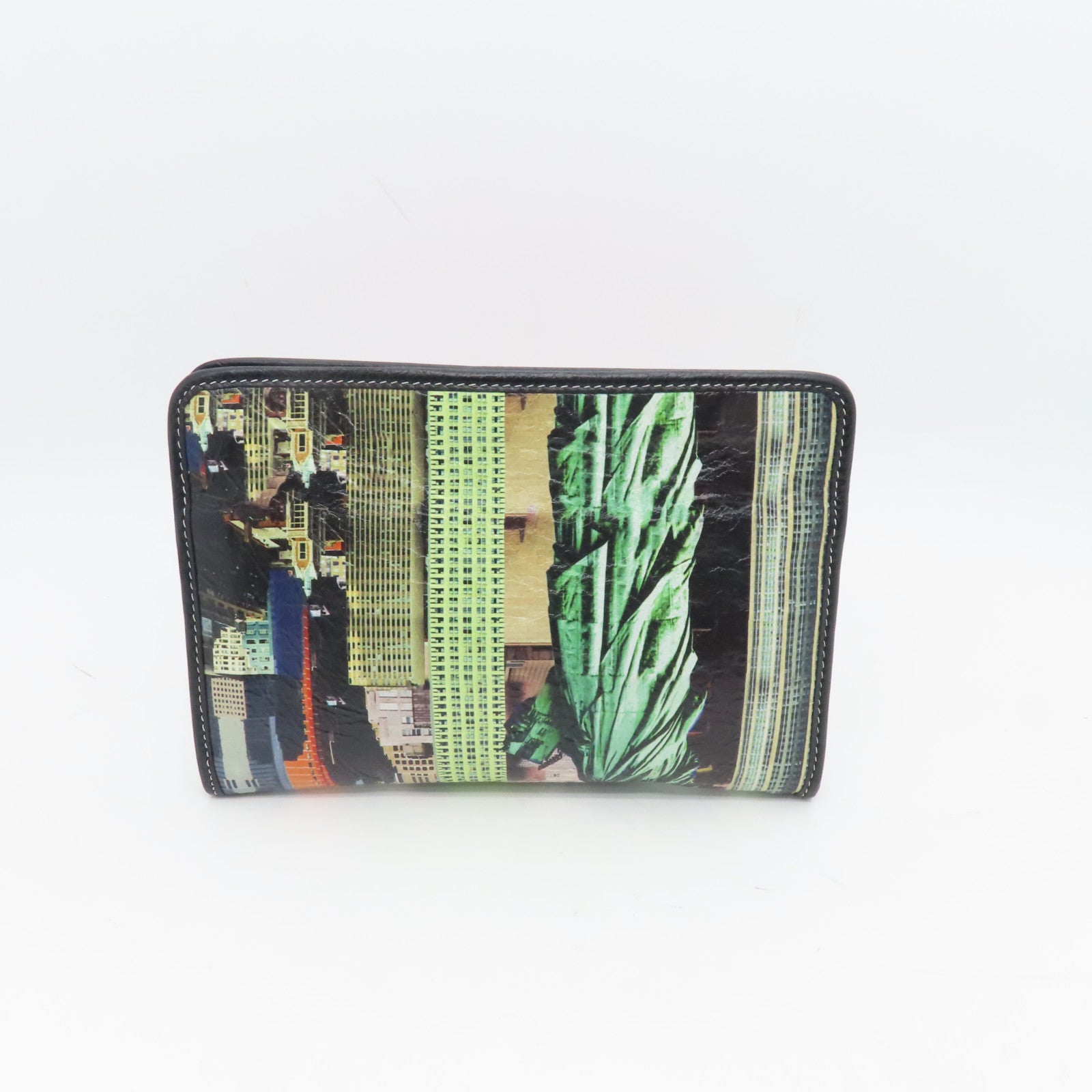BALENCIAGA Cowhide Leather Clutch Silver Buckle Clutch Colorful