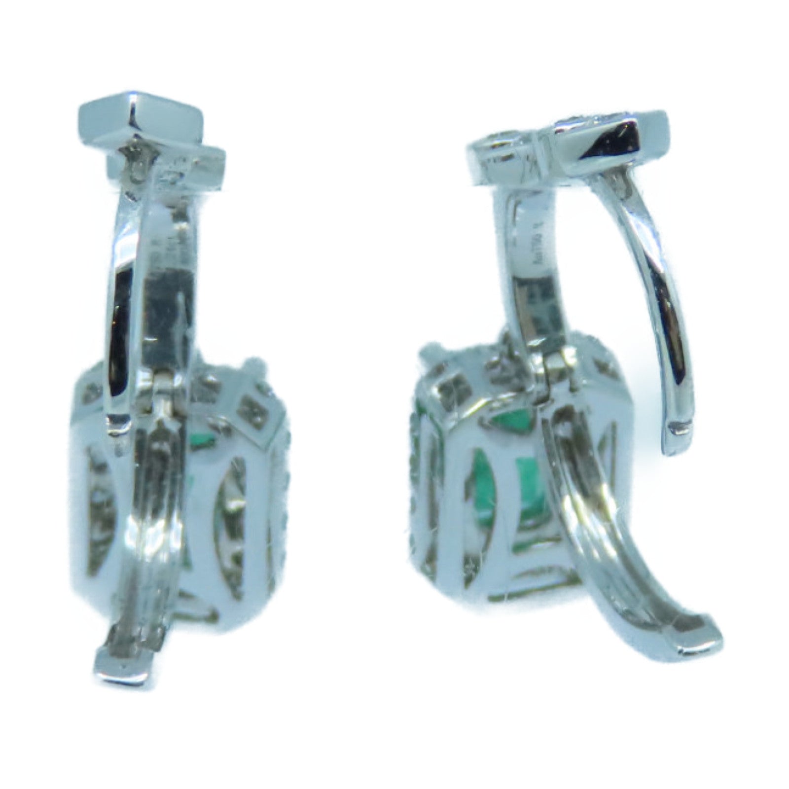 JEWELRY 18K白金Emerald Earrings 1.24ct綠寶石/0.40ct鑽石耳環綠色
