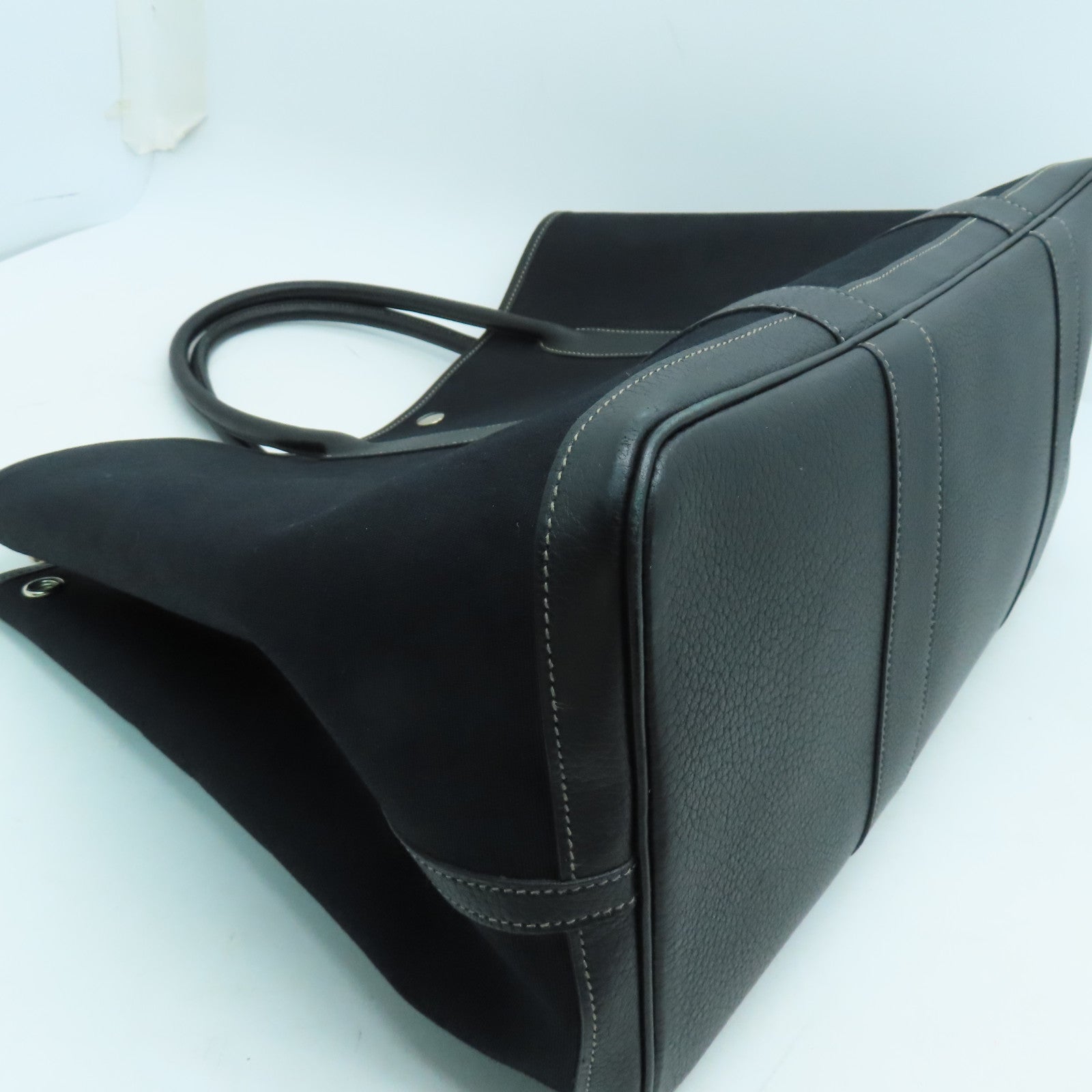 HERMES 帆布Garden Party GM銀扣手挽袋