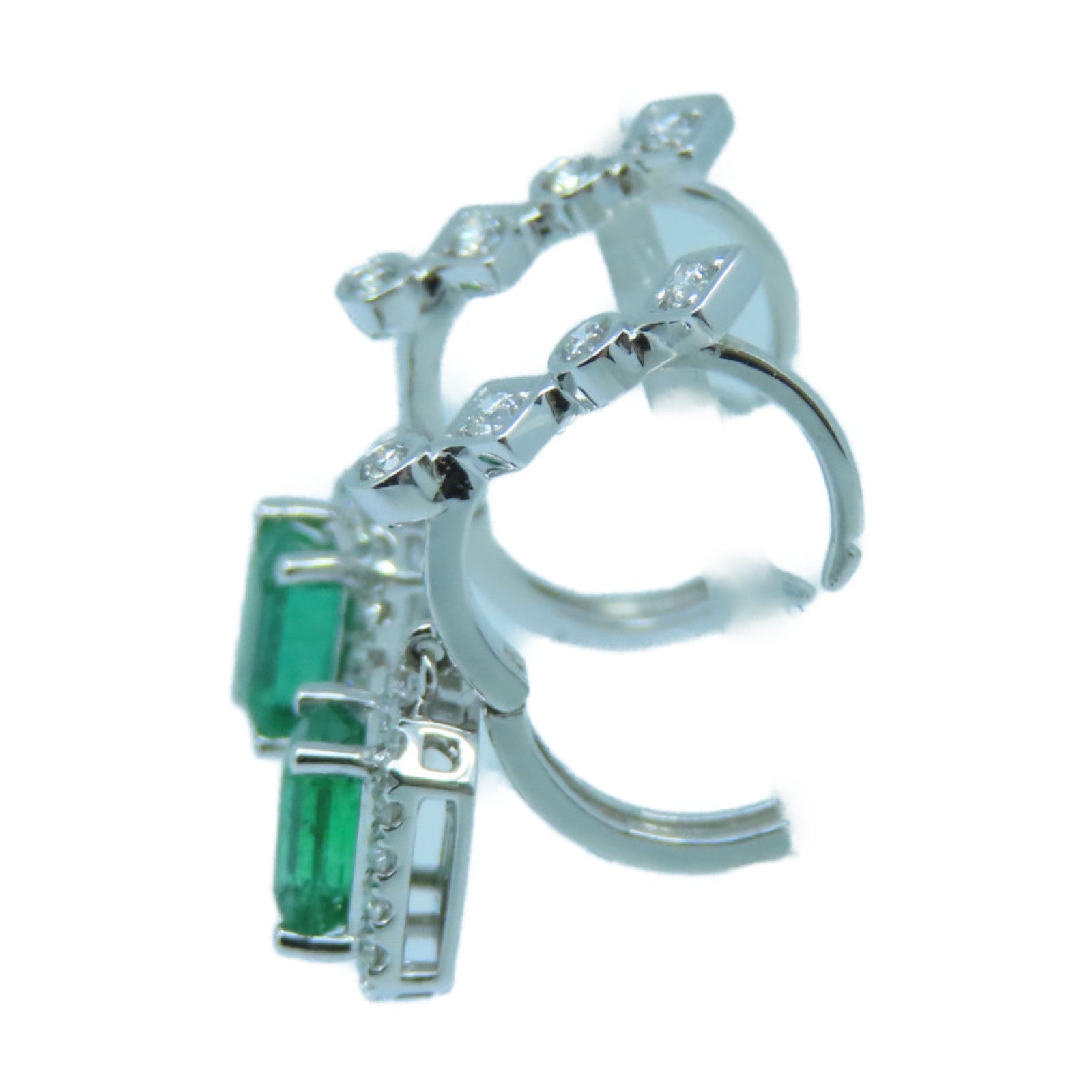 JEWELRY 18K白金Emerald Earrings 1.24ct綠寶石/0.40ct鑽石耳環綠色