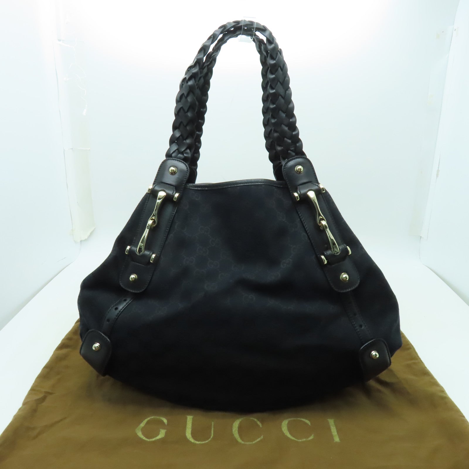 GUCCI 帆布Tote Bag金扣手挽袋黒色