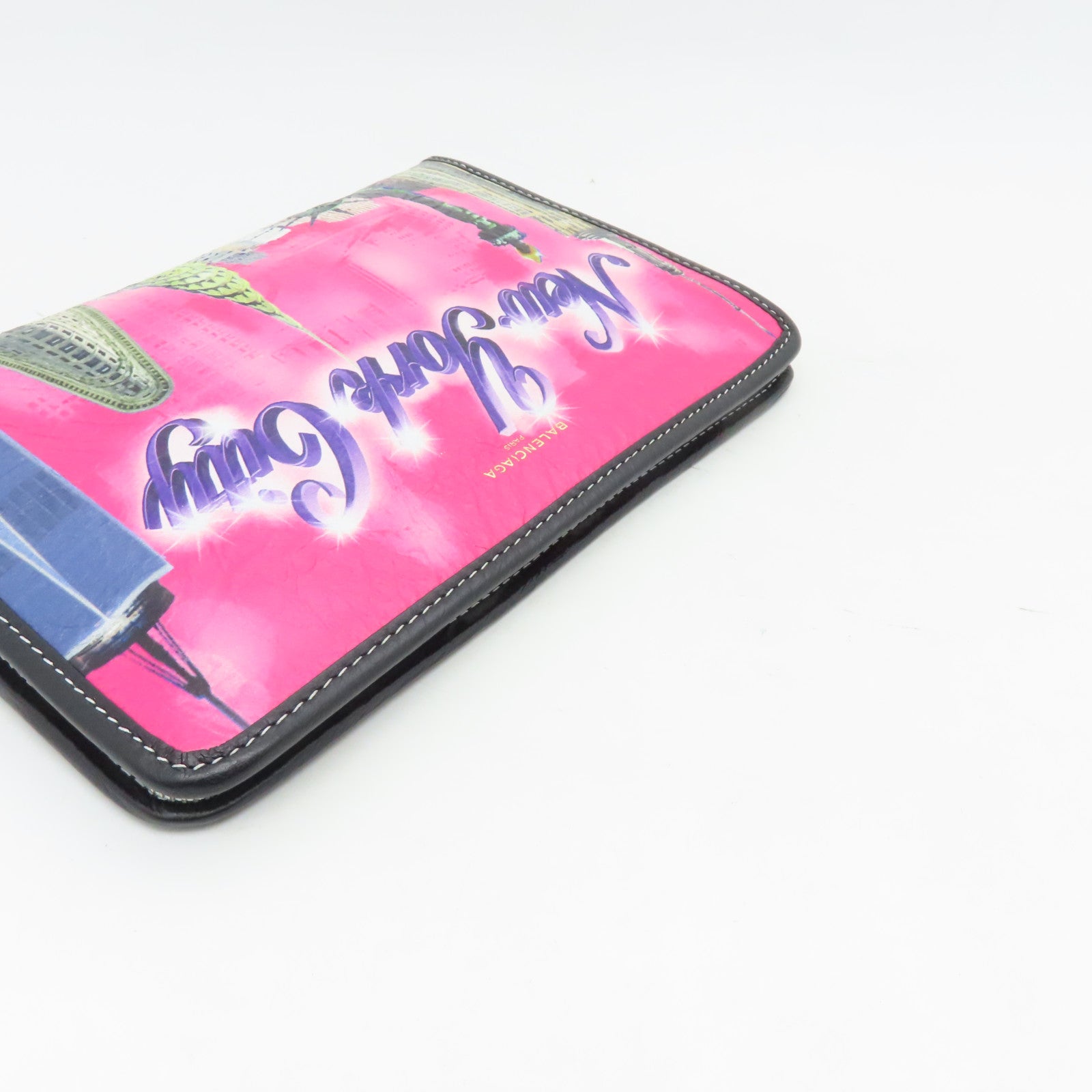 BALENCIAGA Cowhide Leather Clutch Silver Buckle Clutch Colorful
