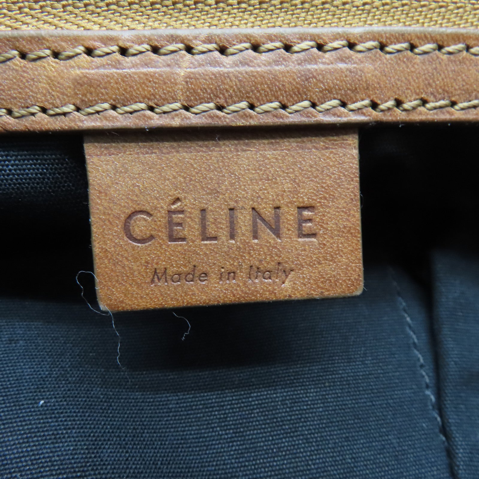 CELINE 帆布Shopper金扣鏈帶肩背袋啡色