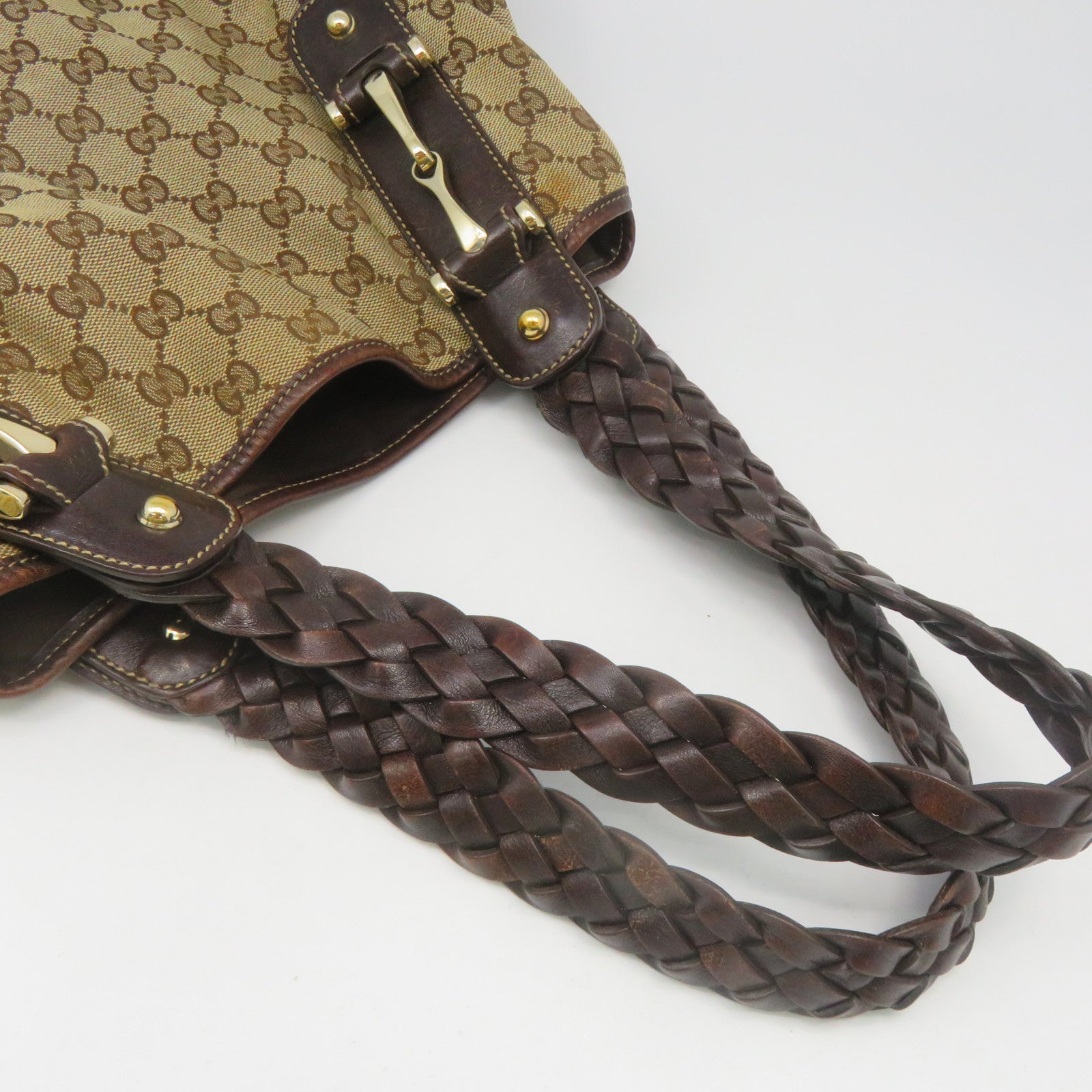 GUCCI 帆布Shoulder Bag金扣肩背袋啡色
