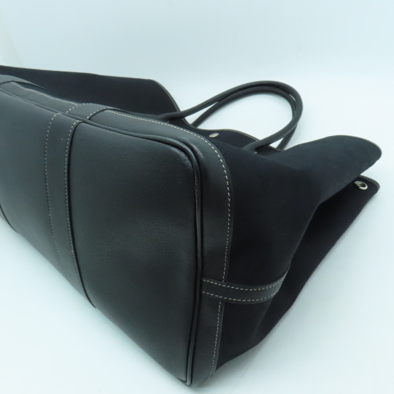 HERMES 帆布Garden Party GM銀扣手挽袋