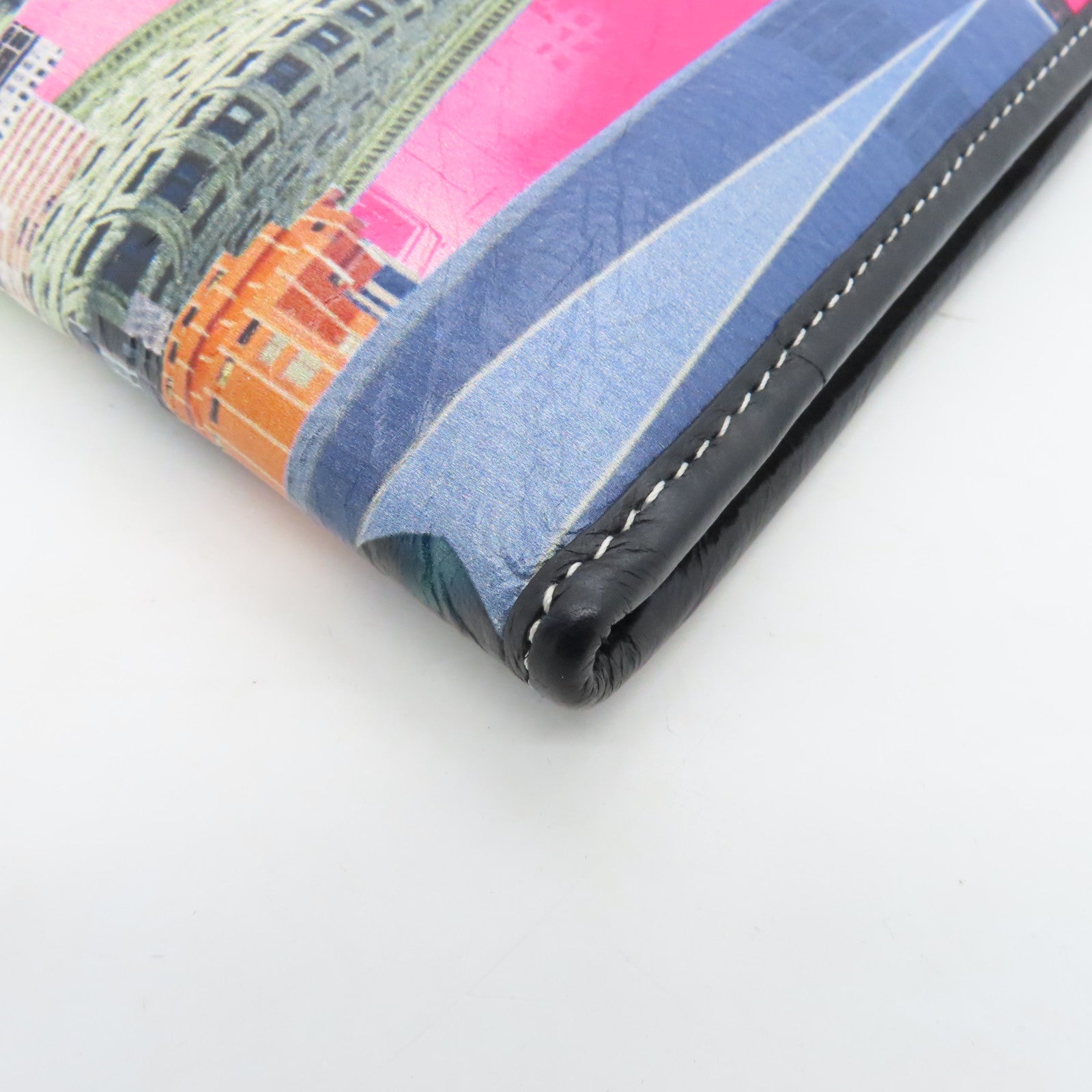 BALENCIAGA Cowhide Leather Clutch Silver Buckle Clutch Colorful
