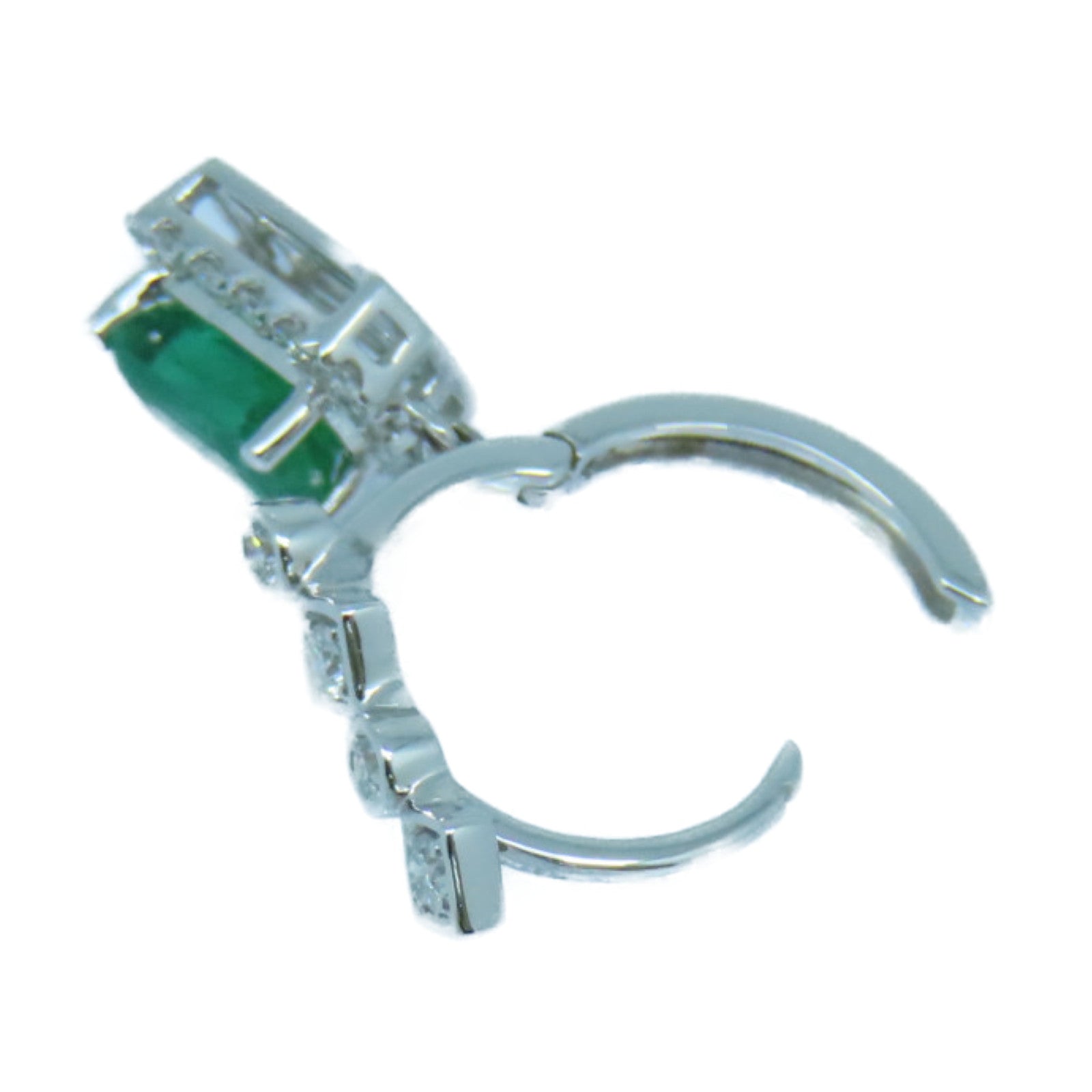 JEWELRY 18K白金Emerald Earrings 1.24ct綠寶石/0.40ct鑽石耳環綠色