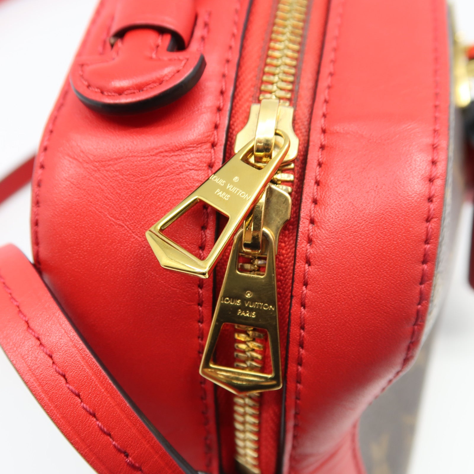 LOUIS VUITTON Monogram Saintonge金扣手挽肩背兩用袋紅色