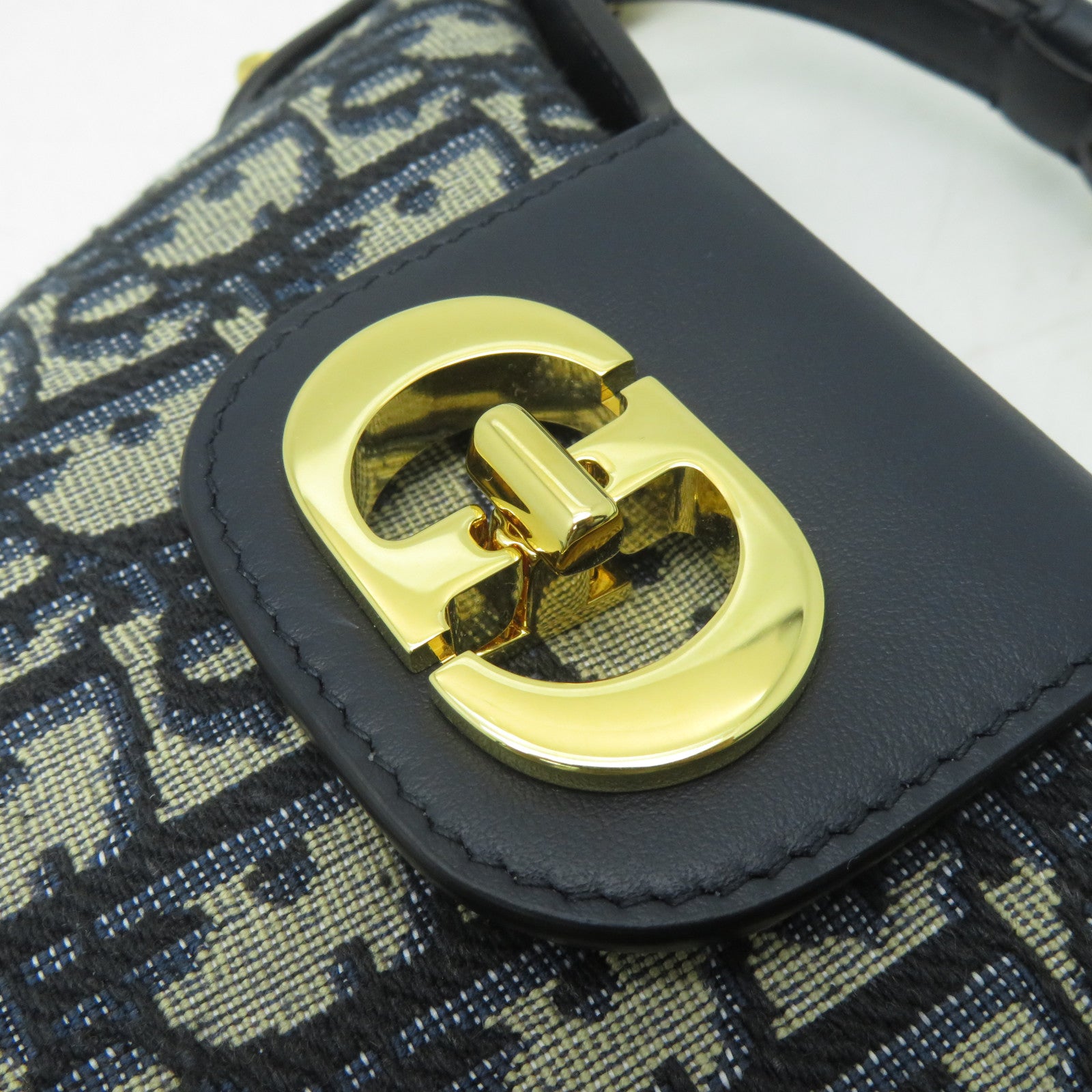 Dior 帆布Shoulder Bag金扣手挽肩背兩用袋藍色