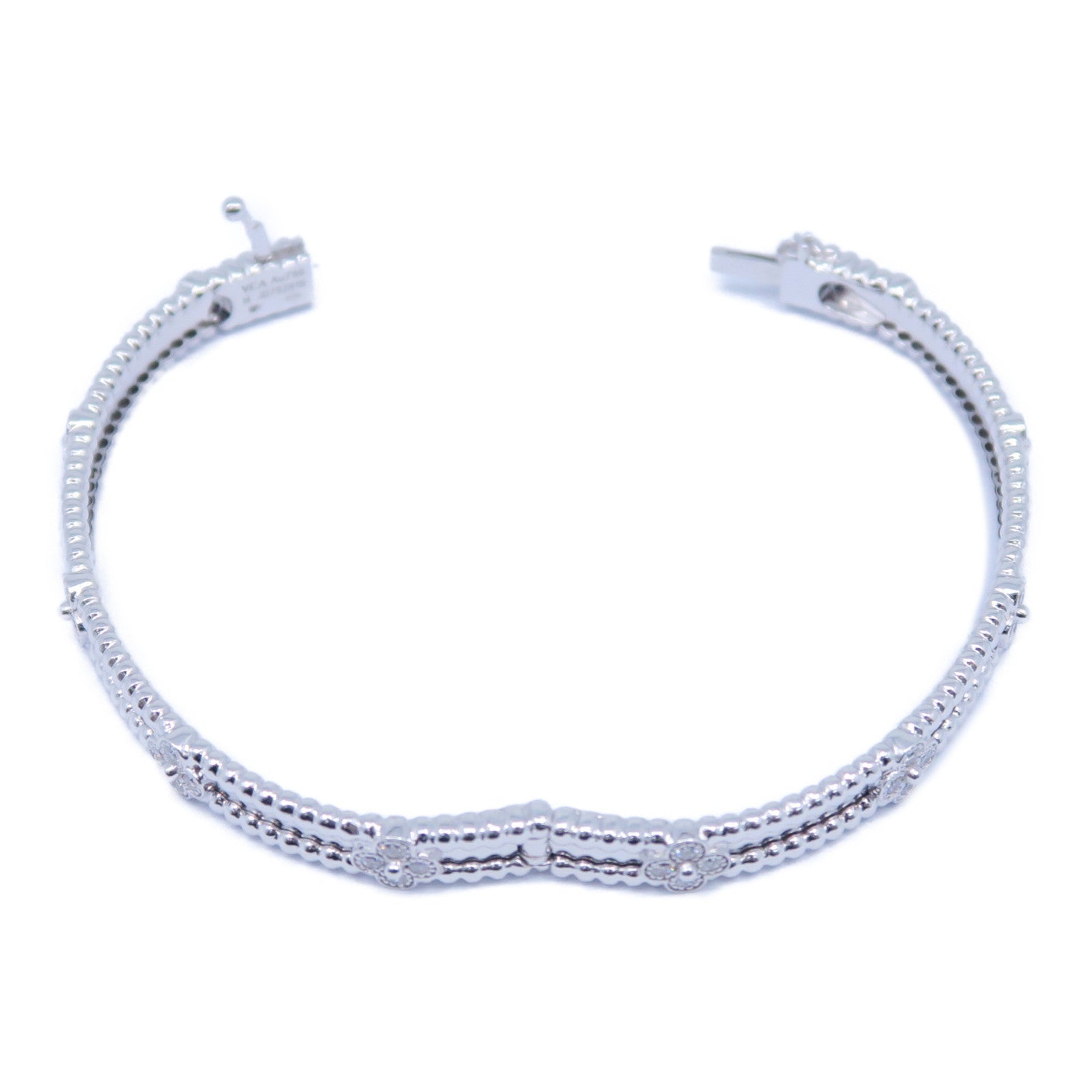 Van Cleef & Arpels 18K白金Perlee Sweet Clovers 0.68ct鑽石手鐲