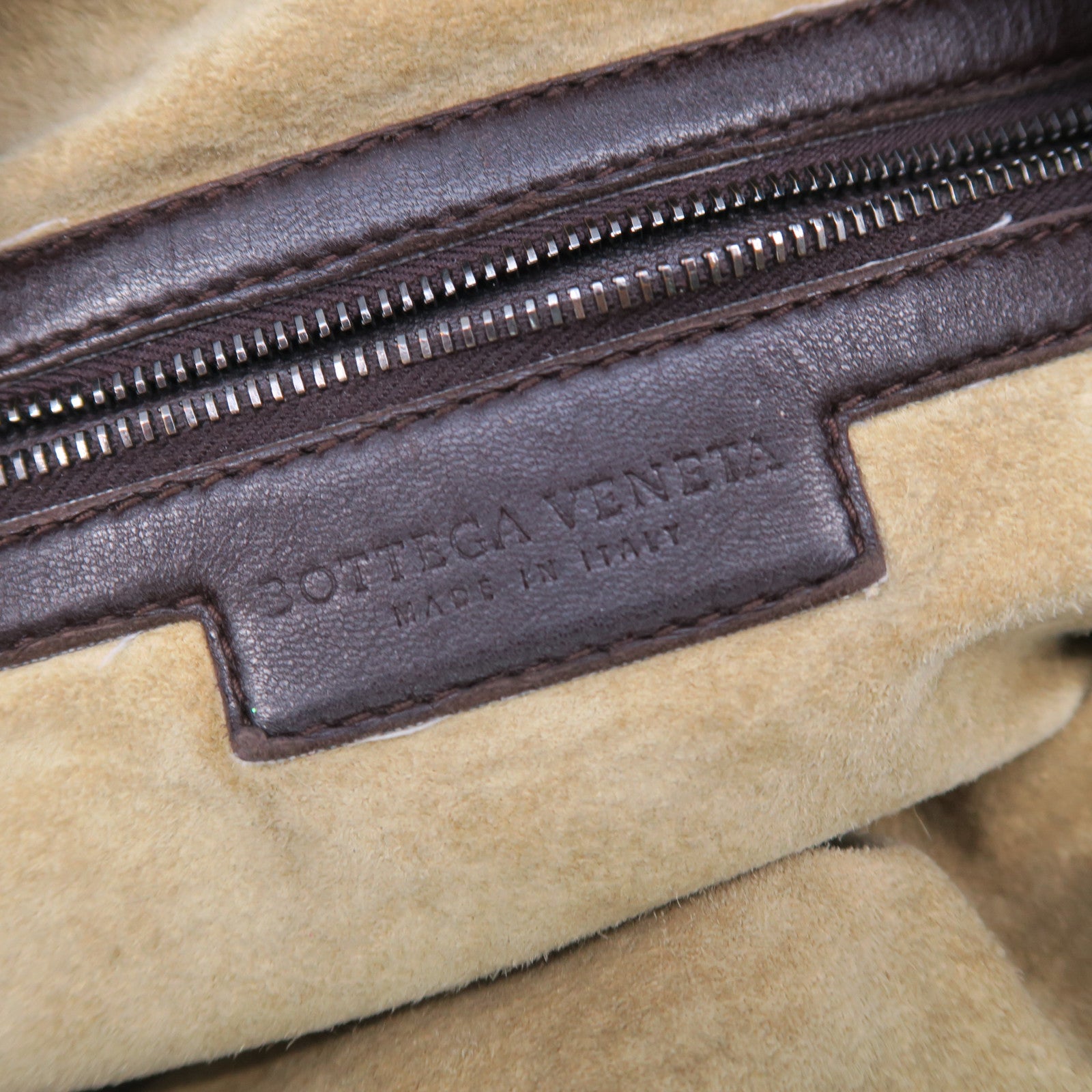 BOTTEGA VENETA 織紋皮革Hobo銀扣肩背袋啡色