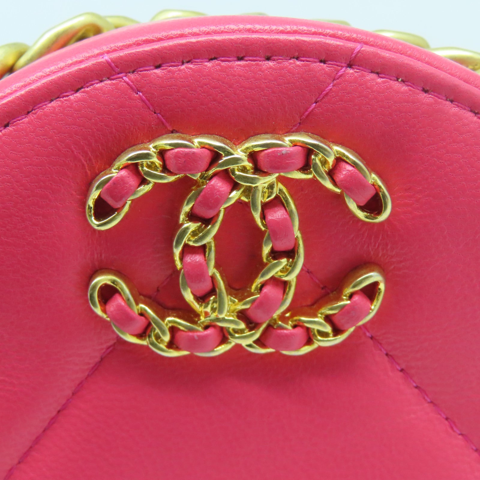 CHANEL 菱格羊皮皮革Shoulder Bag金扣手挽肩背兩用袋粉紅色