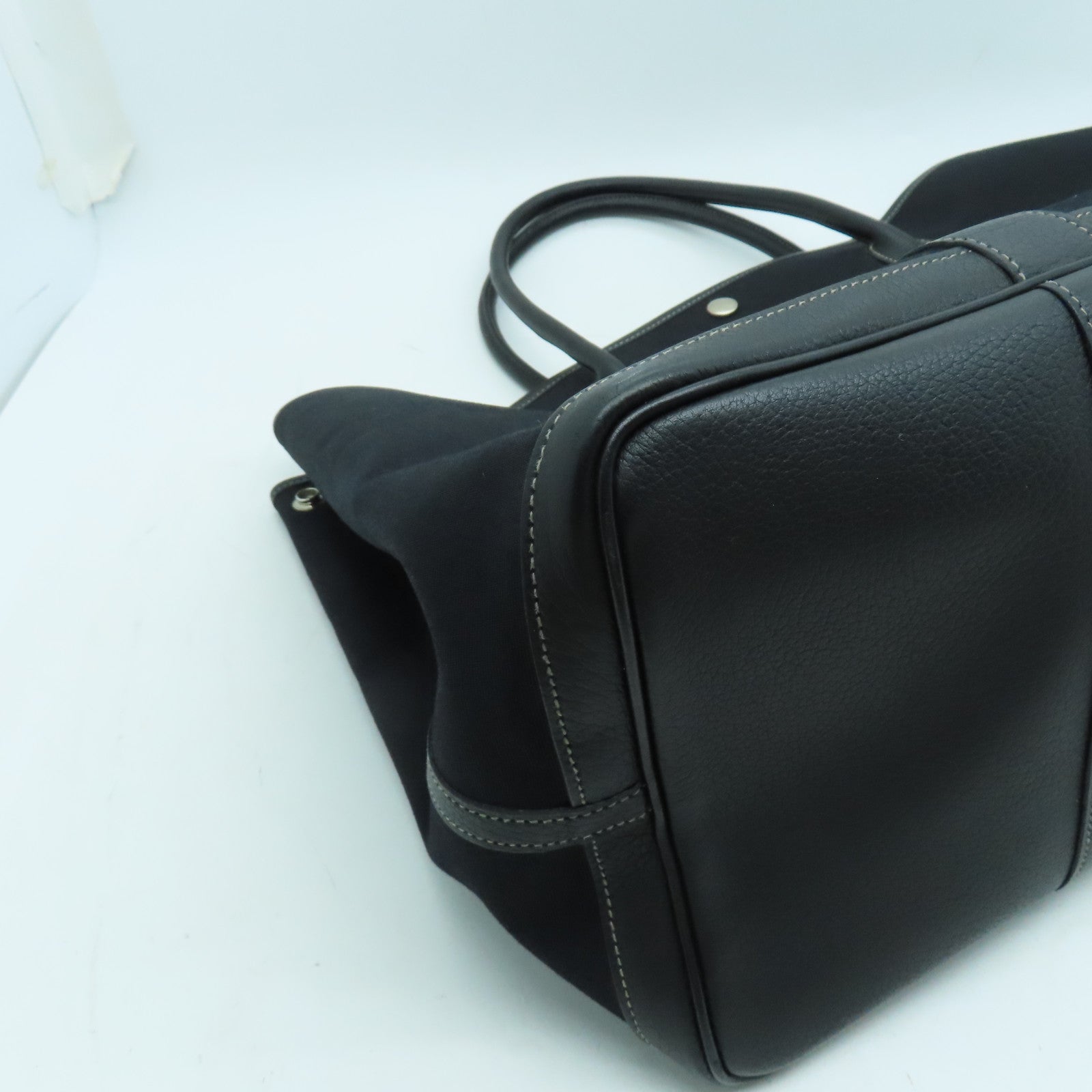 HERMES 帆布Garden Party GM銀扣手挽袋