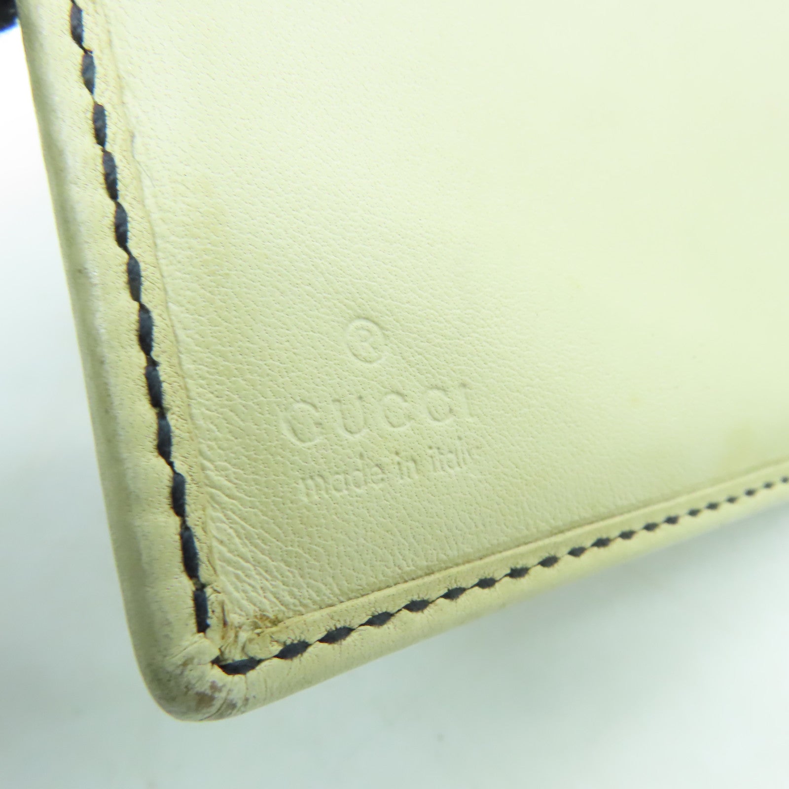 GUCCI 帆布/皮革Wallet金扣錢包白色/藍色