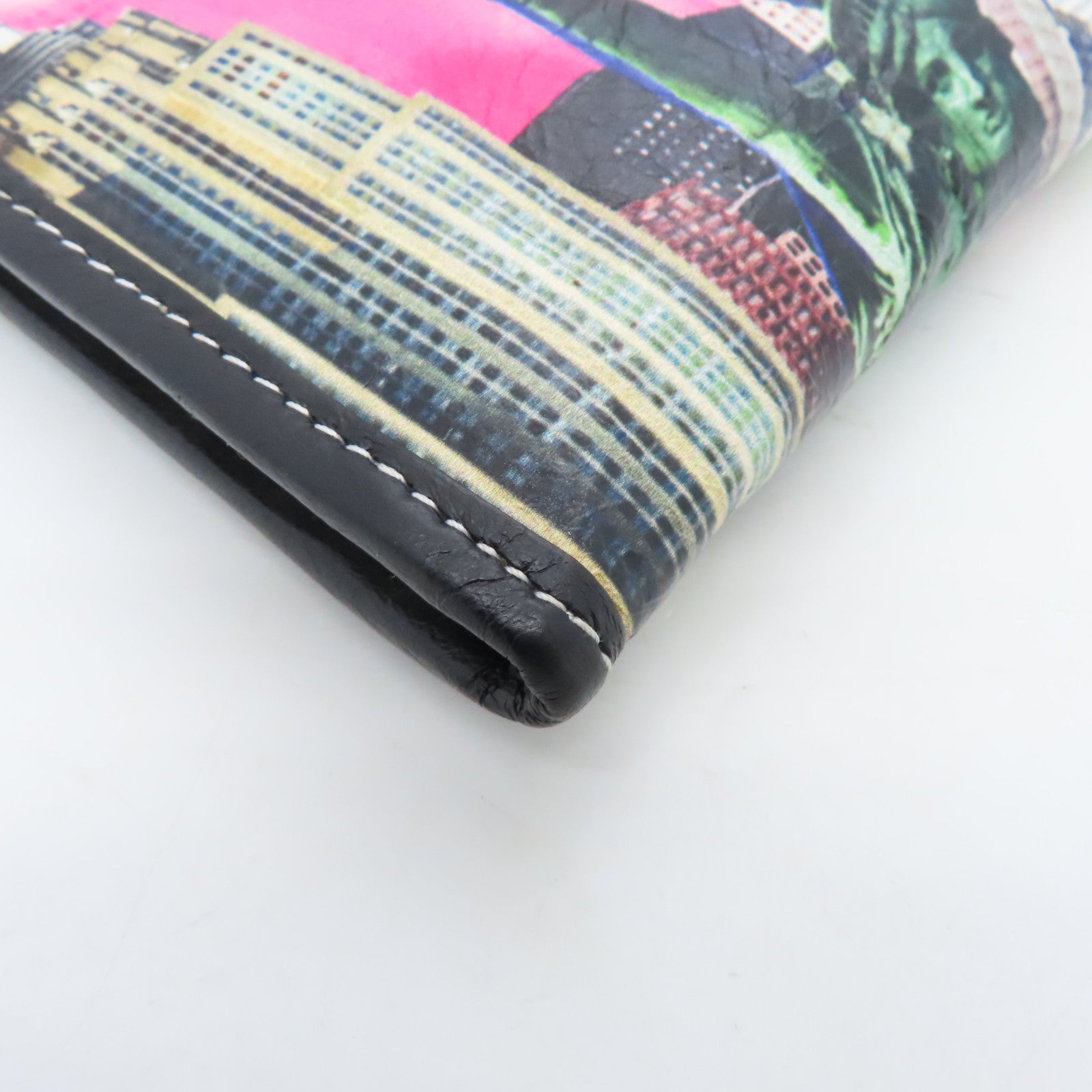 BALENCIAGA Cowhide Leather Clutch Silver Buckle Clutch Colorful