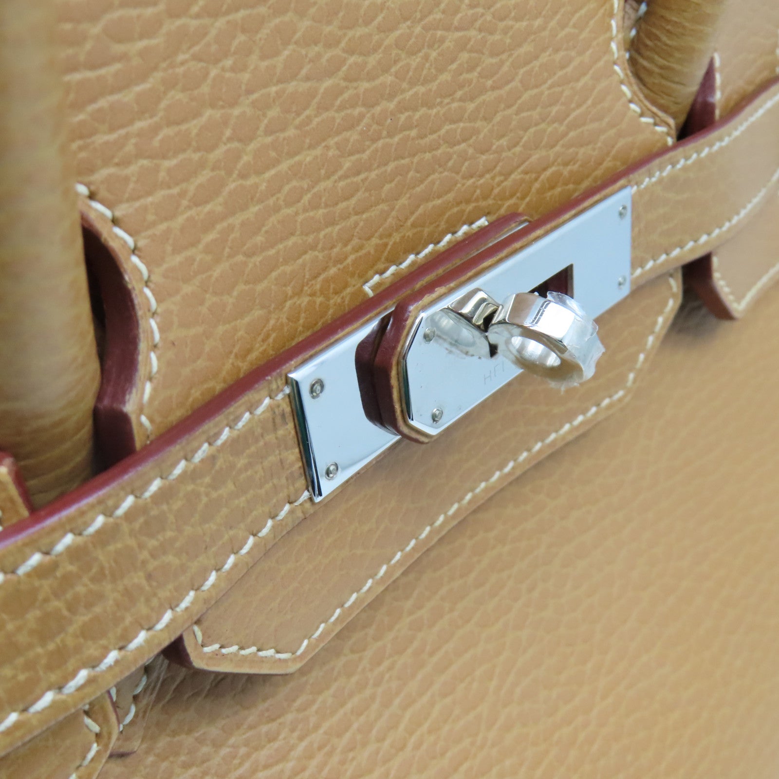HERMES Ardennes皮革Birkin 35 Hand Bag銀扣手挽袋Natural啡色